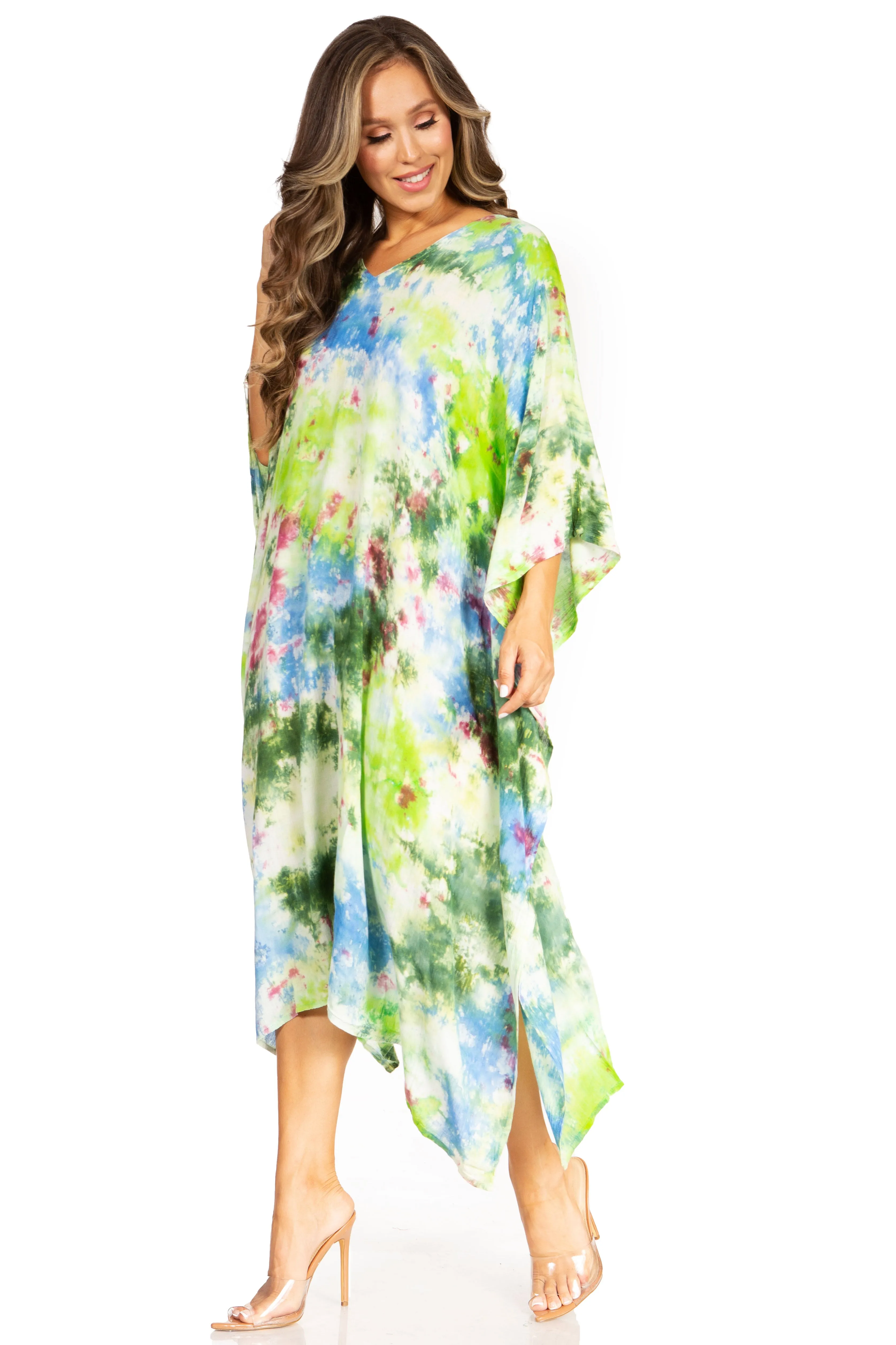 Sakkas Clementine Second Women's Tie Dye Caftan Dress/Cover Up Beach Kaftan Boho