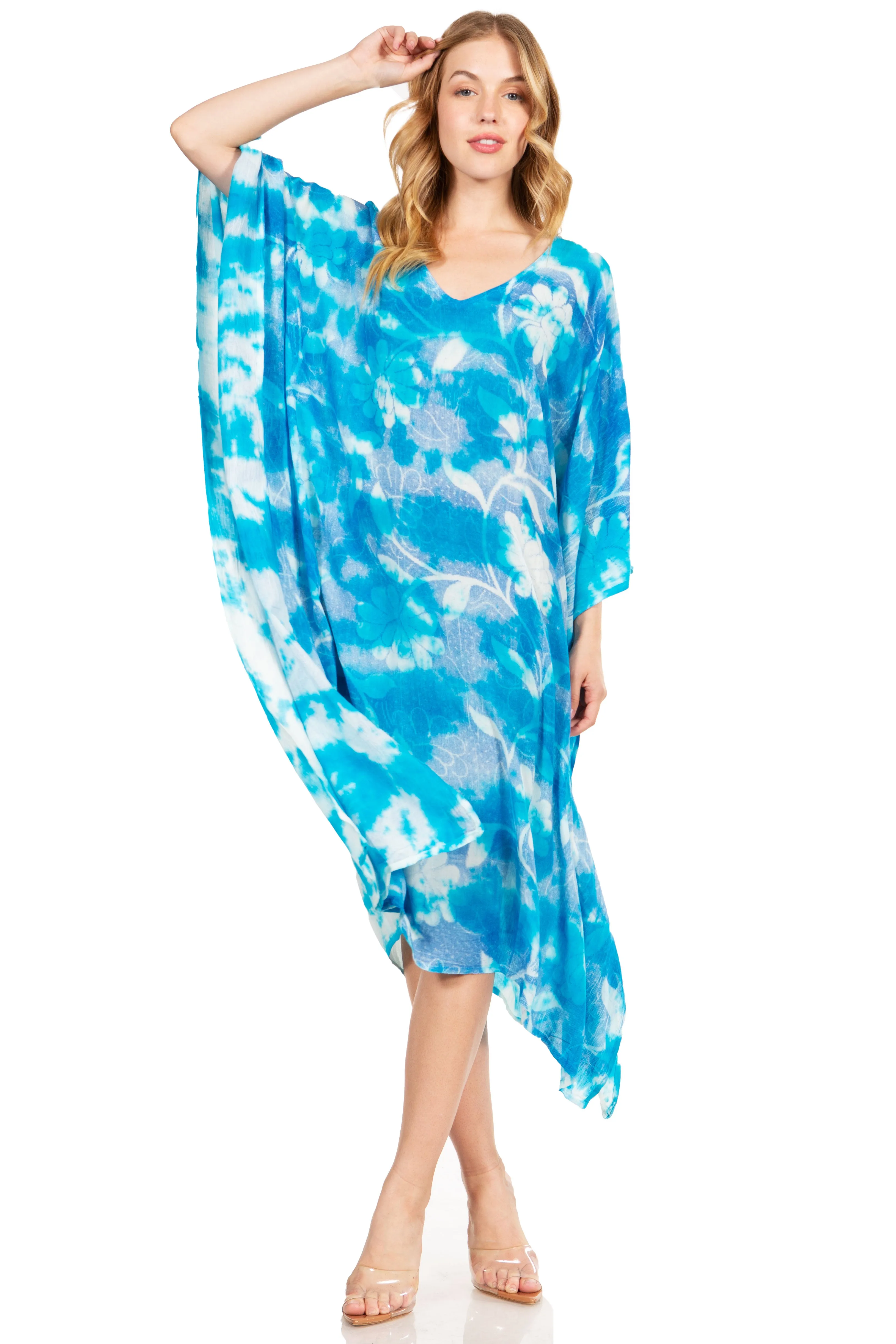 Sakkas Clementine Second Women's Tie Dye Caftan Dress/Cover Up Beach Kaftan Boho