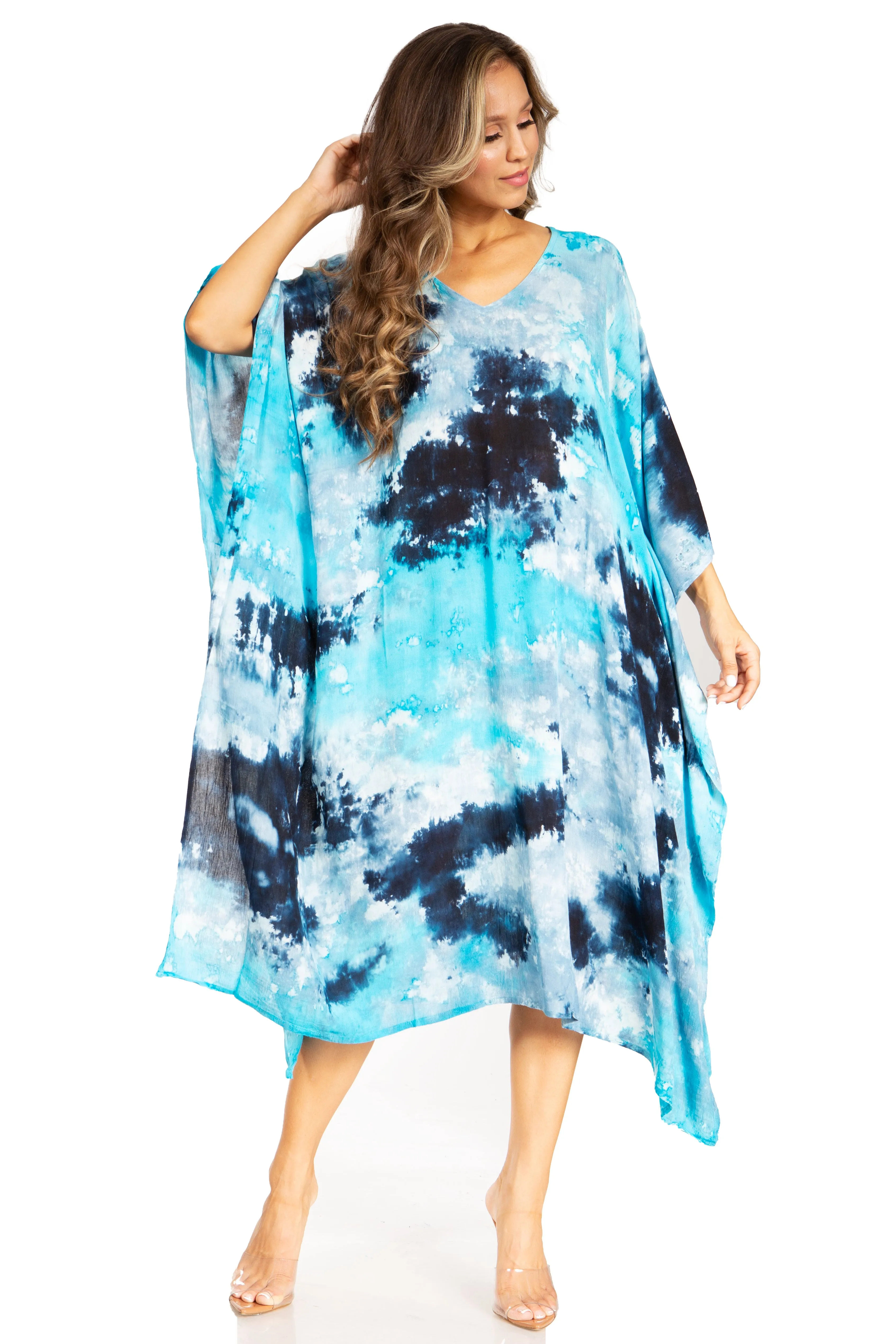 Sakkas Clementine Second Women's Tie Dye Caftan Dress/Cover Up Beach Kaftan Boho