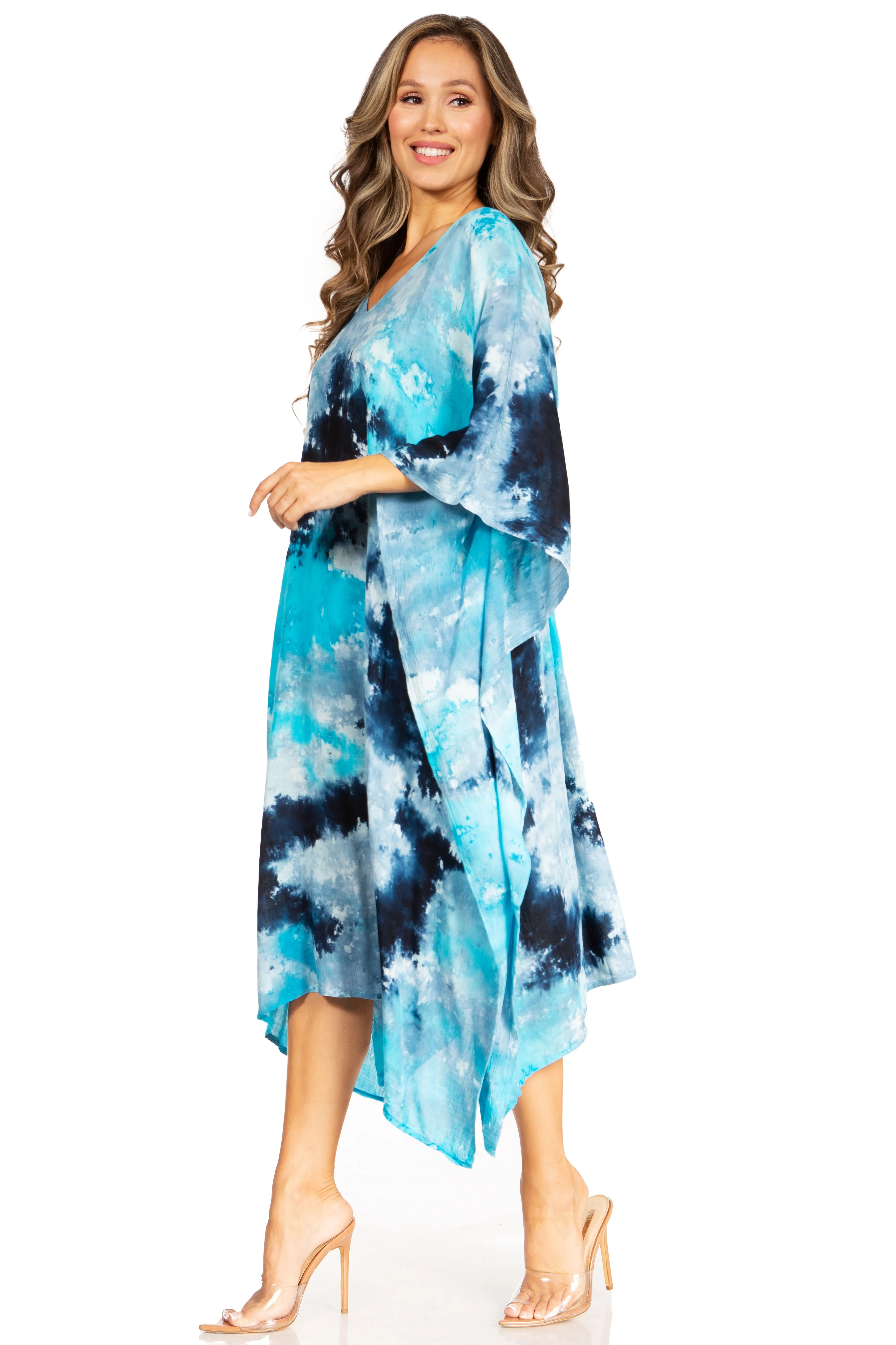 Sakkas Clementine Second Women's Tie Dye Caftan Dress/Cover Up Beach Kaftan Boho