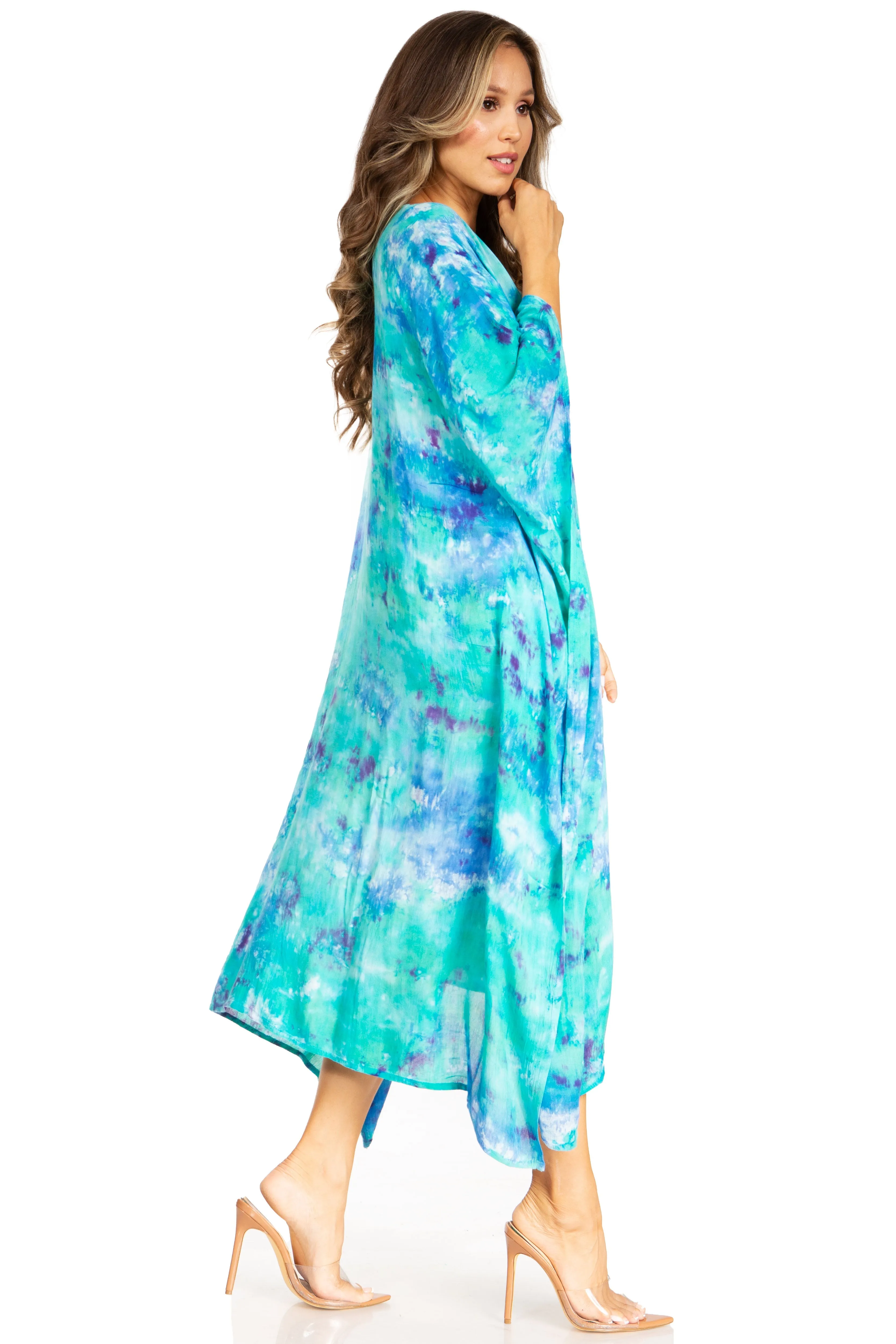 Sakkas Clementine Second Women's Tie Dye Caftan Dress/Cover Up Beach Kaftan Boho