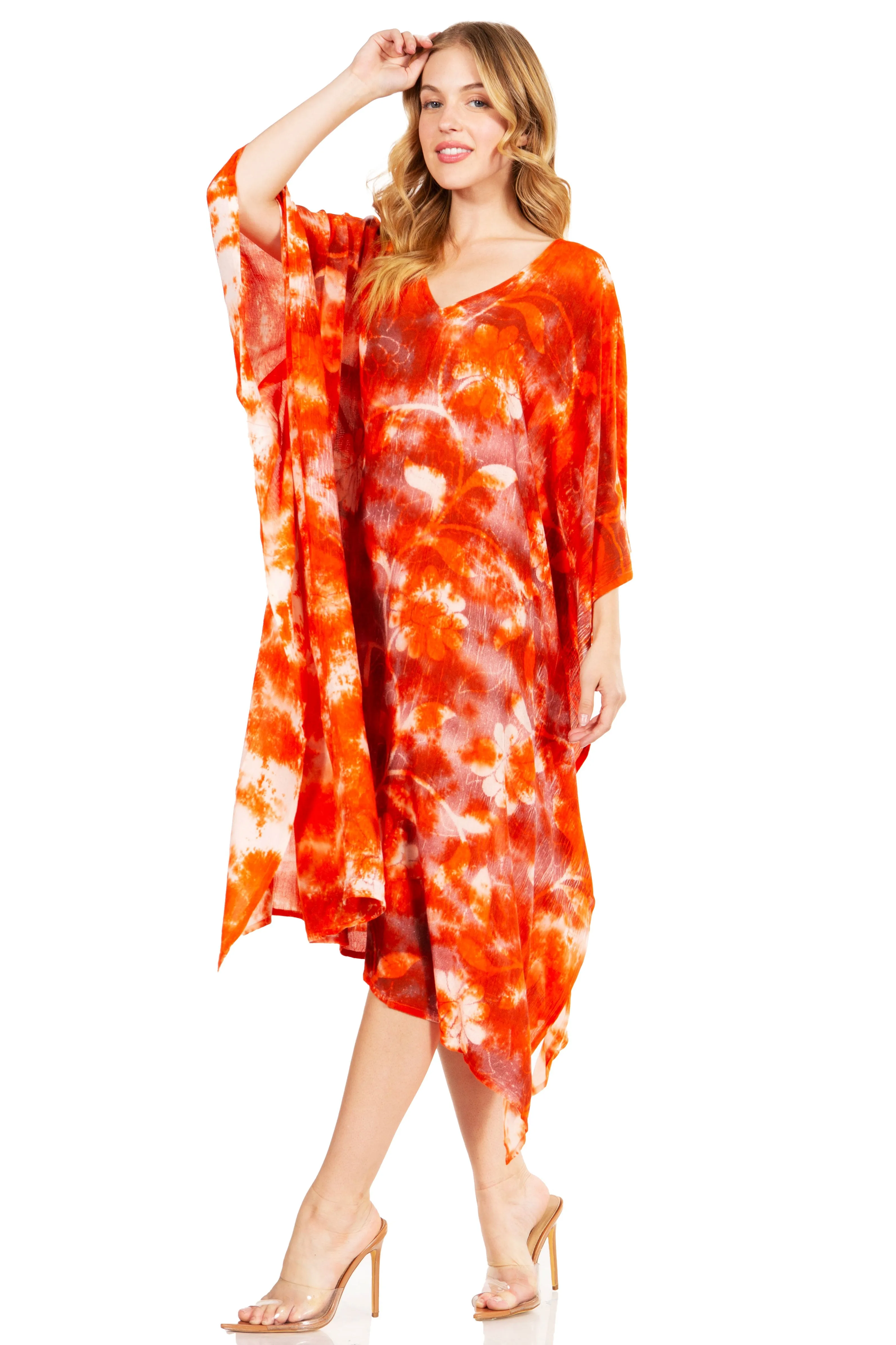 Sakkas Clementine Second Women's Tie Dye Caftan Dress/Cover Up Beach Kaftan Boho