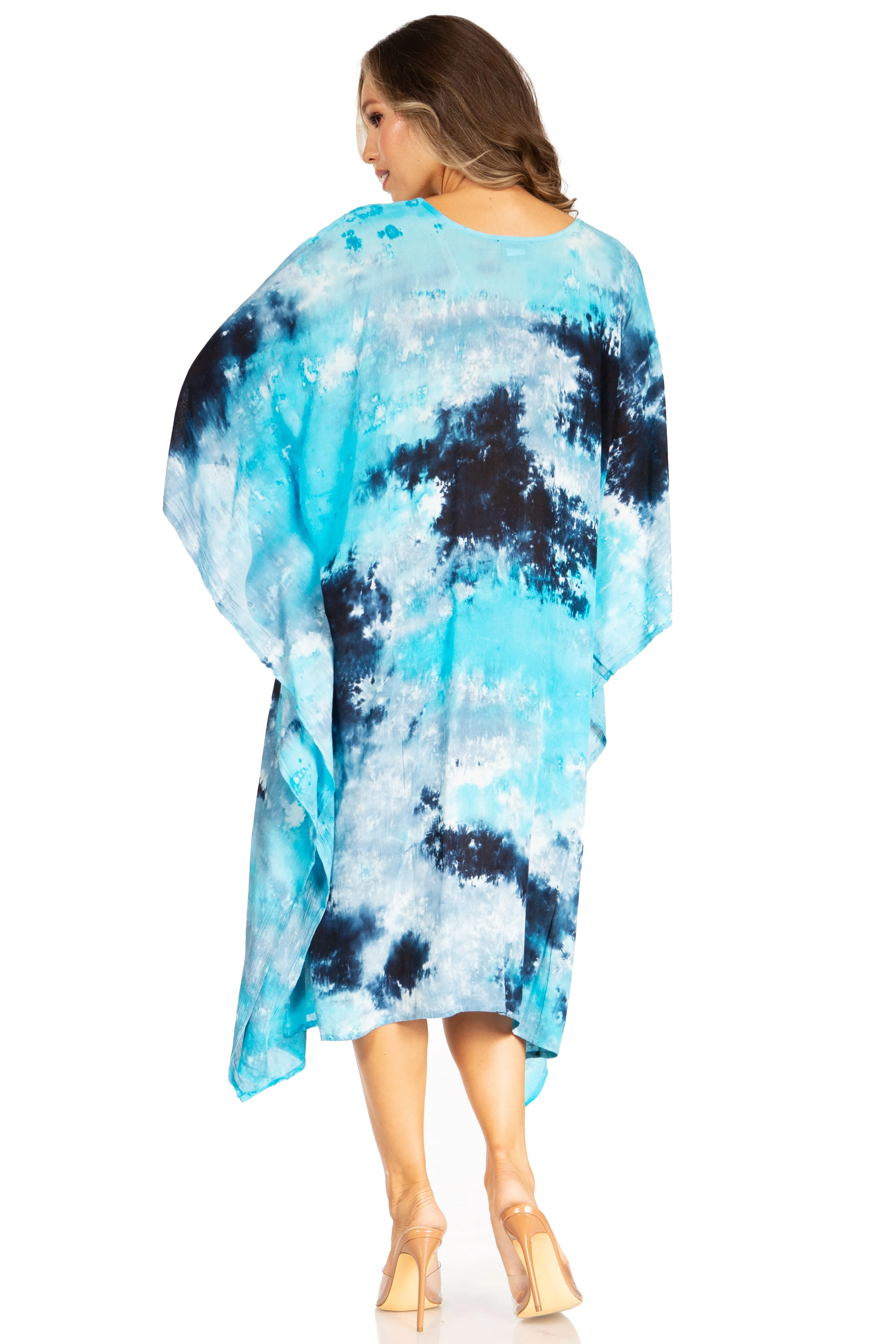 Sakkas Clementine Second Women's Tie Dye Caftan Dress/Cover Up Beach Kaftan Boho