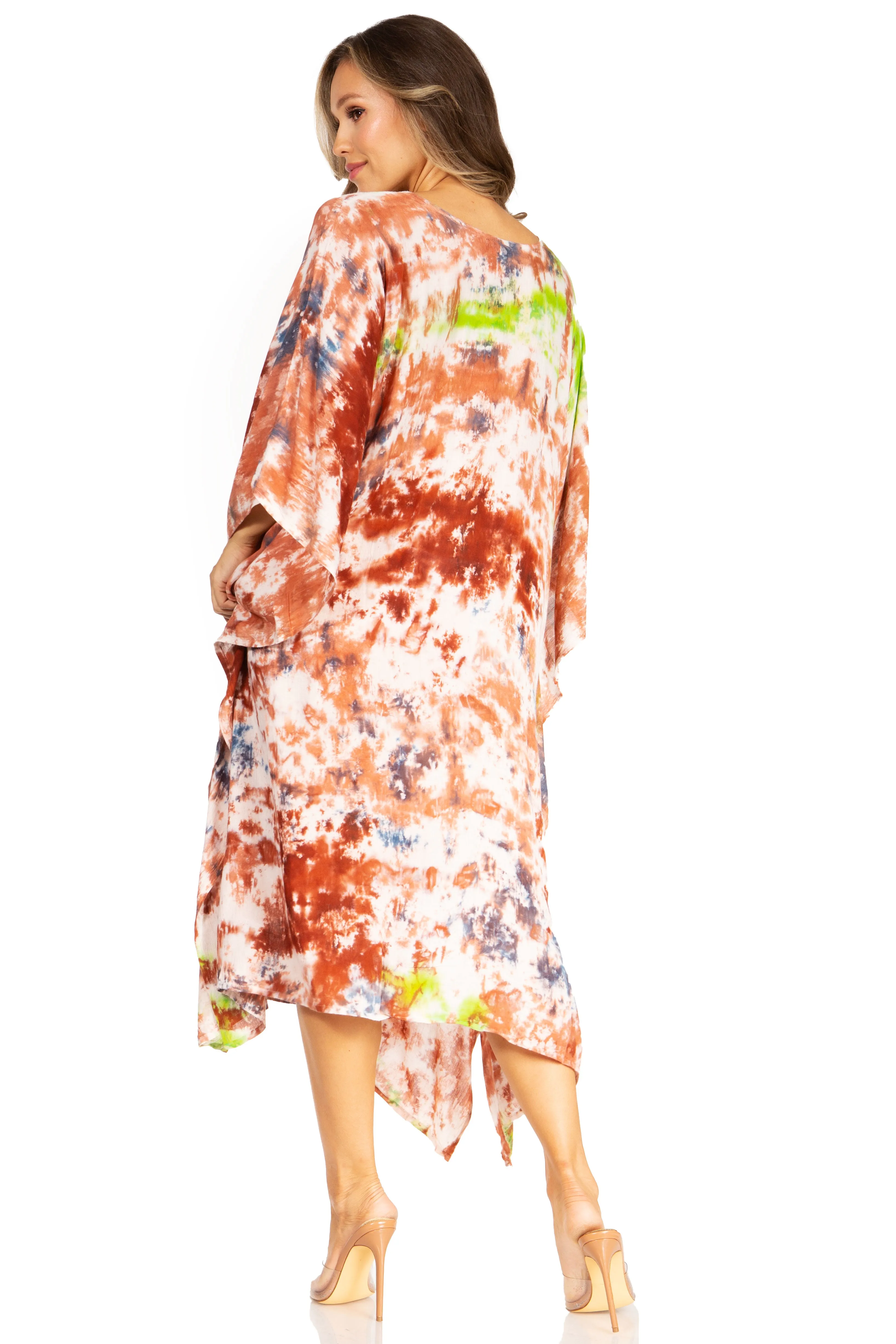 Sakkas Clementine Second Women's Tie Dye Caftan Dress/Cover Up Beach Kaftan Boho