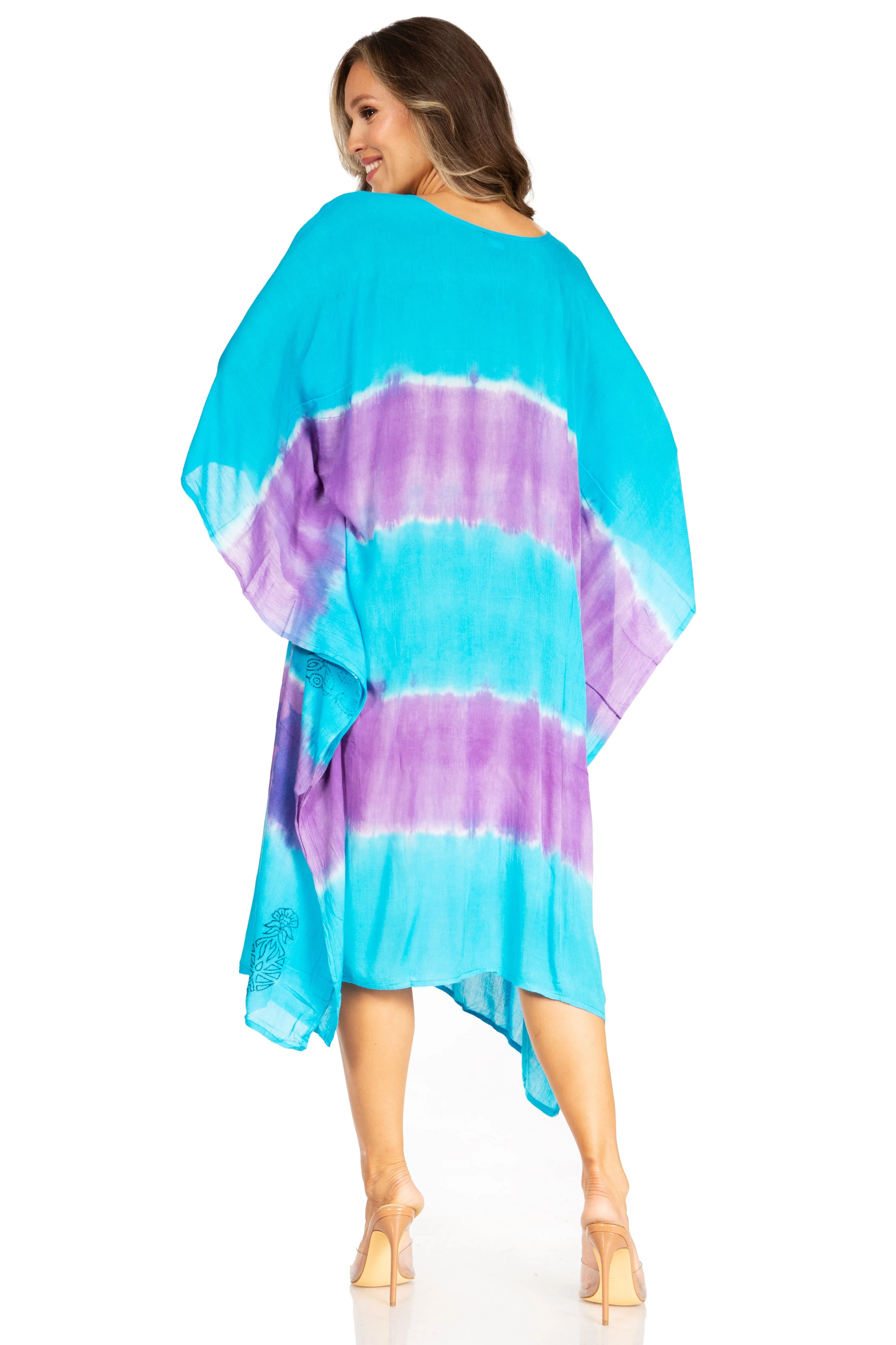 Sakkas Clementine Second Women's Tie Dye Caftan Dress/Cover Up Beach Kaftan Boho