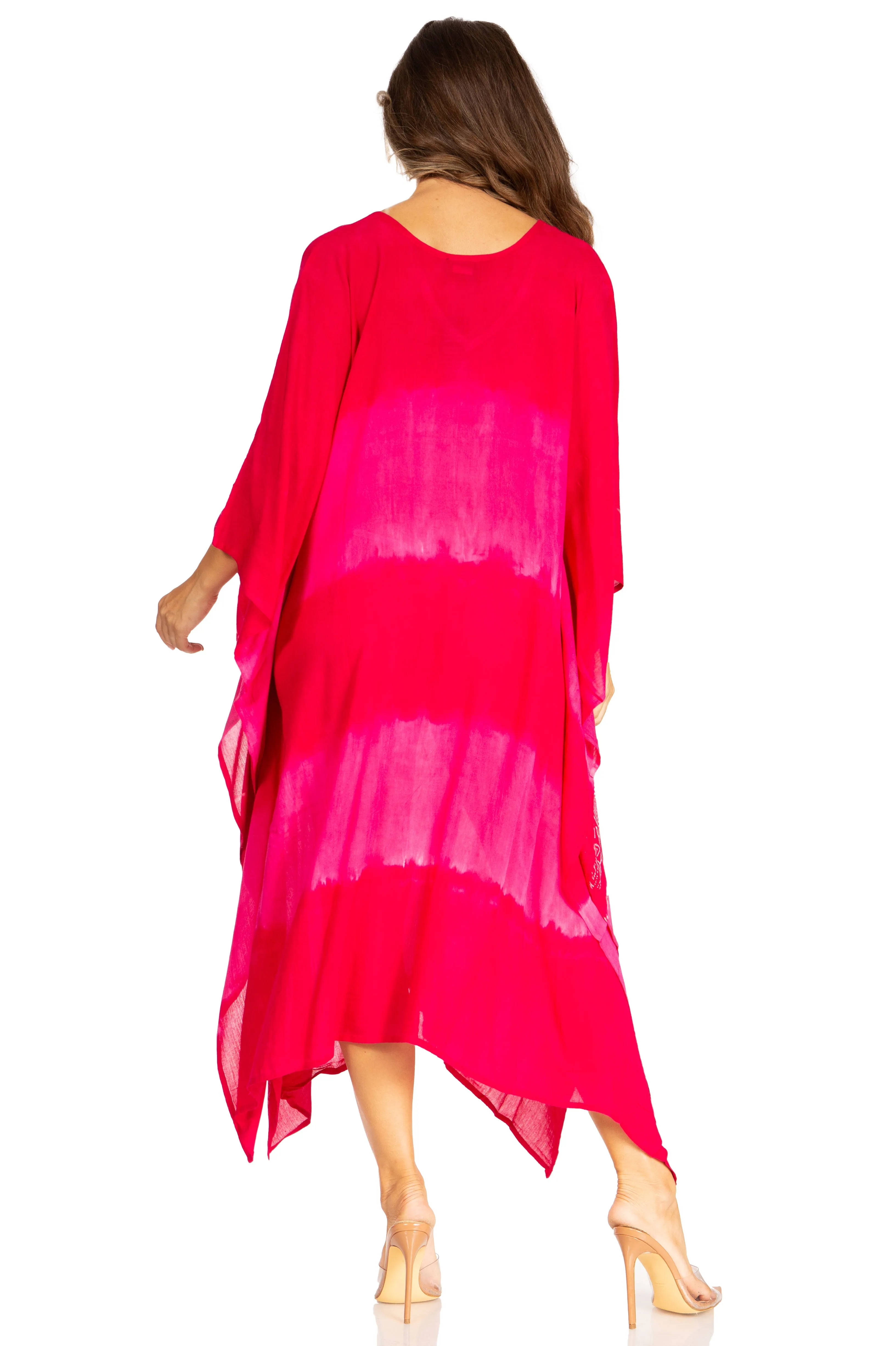 Sakkas Clementine Second Women's Tie Dye Caftan Dress/Cover Up Beach Kaftan Boho