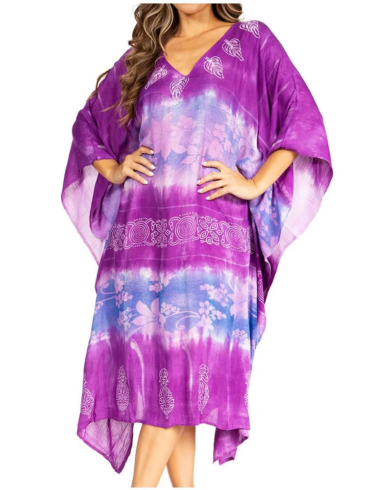 Sakkas Clementine Second Women's Tie Dye Caftan Dress/Cover Up Beach Kaftan Boho