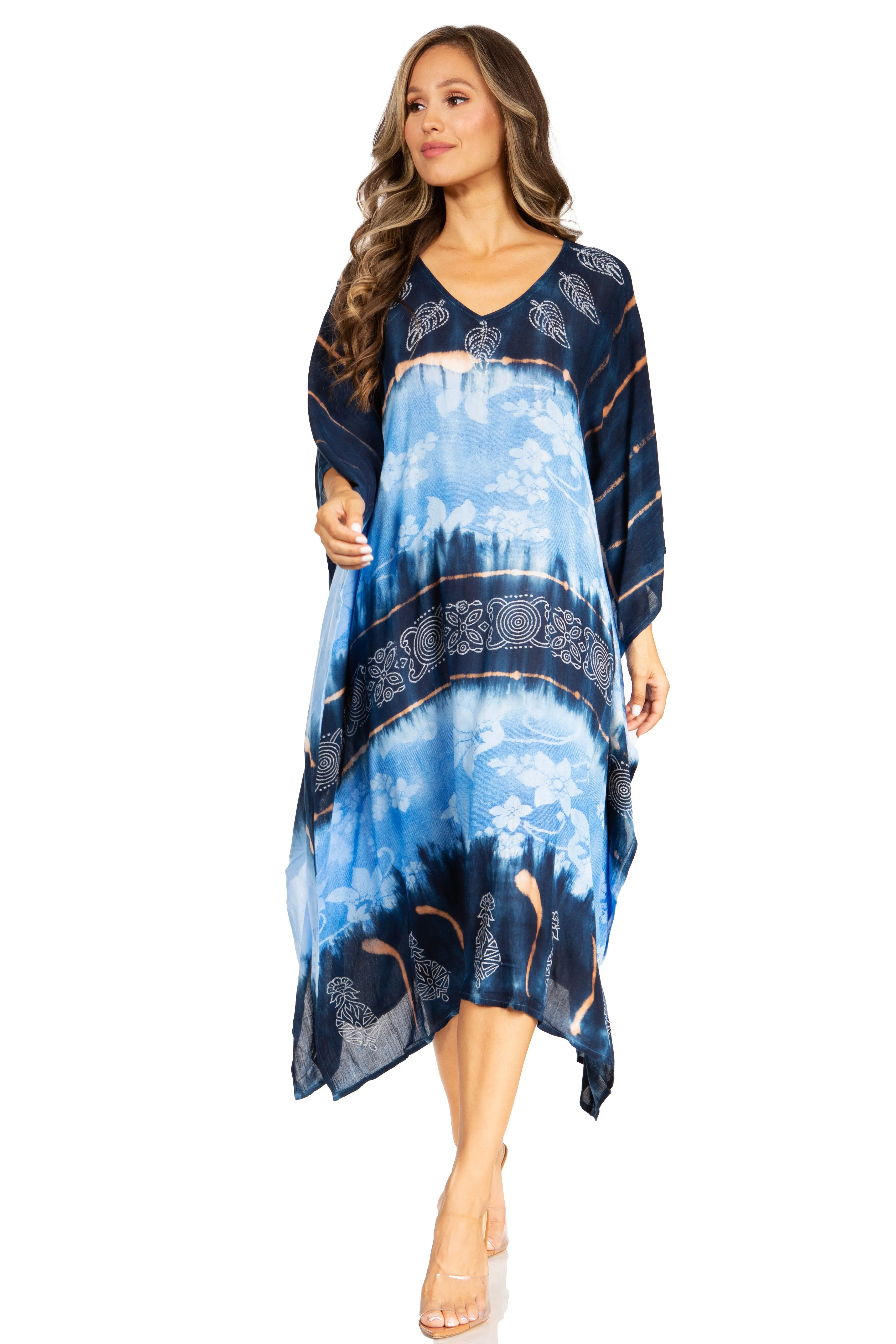 Sakkas Clementine Second Women's Tie Dye Caftan Dress/Cover Up Beach Kaftan Boho