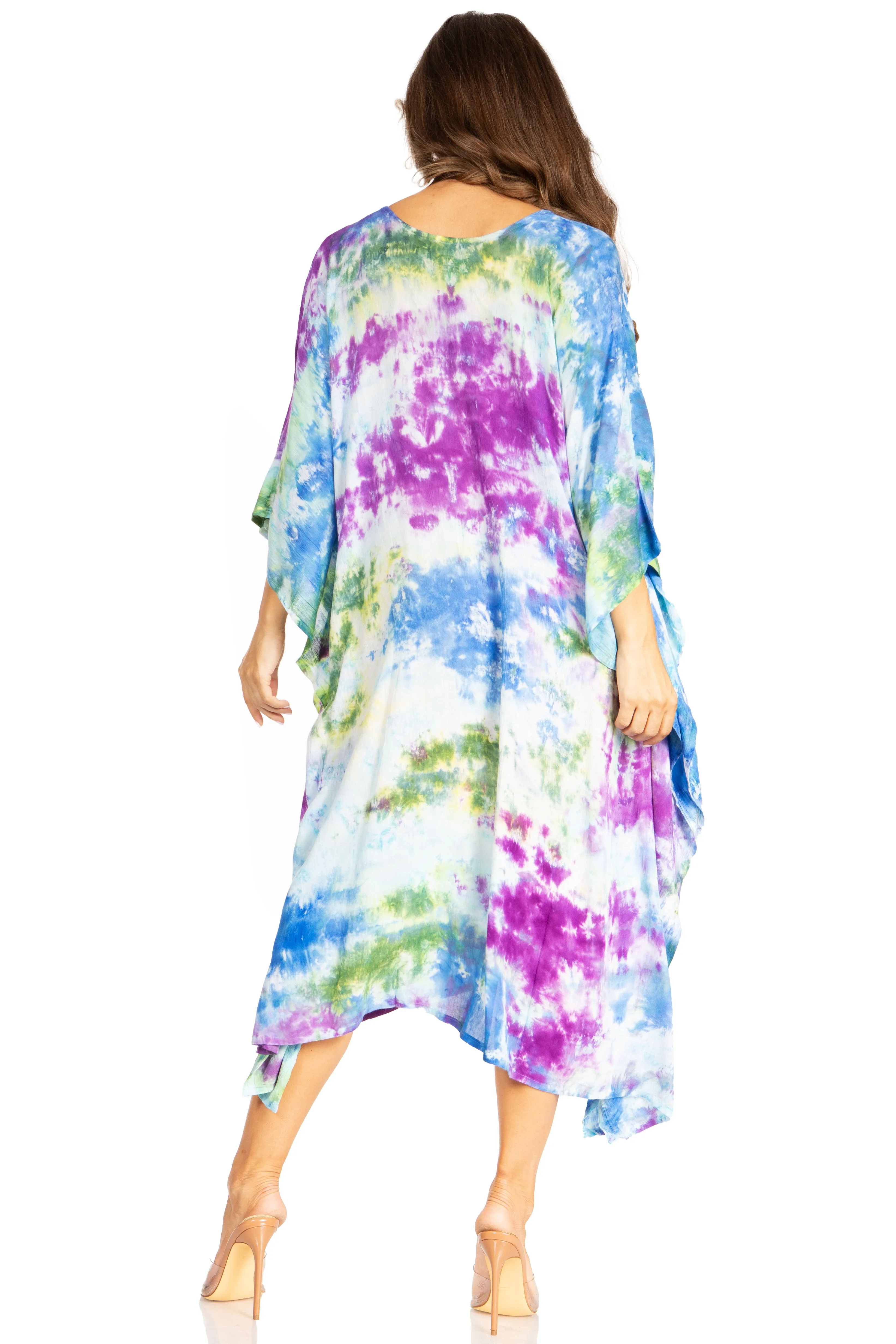 Sakkas Clementine Second Women's Tie Dye Caftan Dress/Cover Up Beach Kaftan Boho