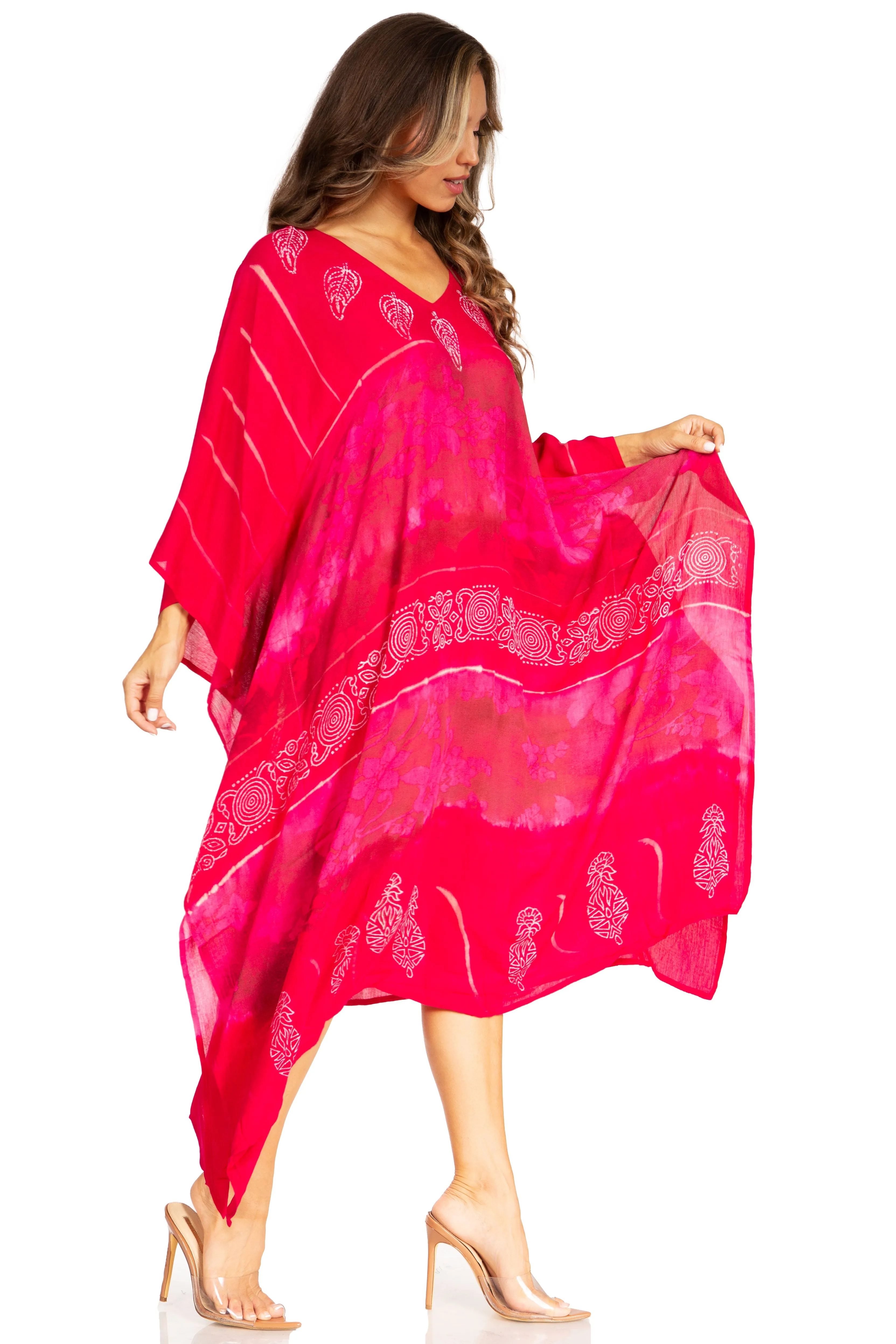 Sakkas Clementine Second Women's Tie Dye Caftan Dress/Cover Up Beach Kaftan Boho