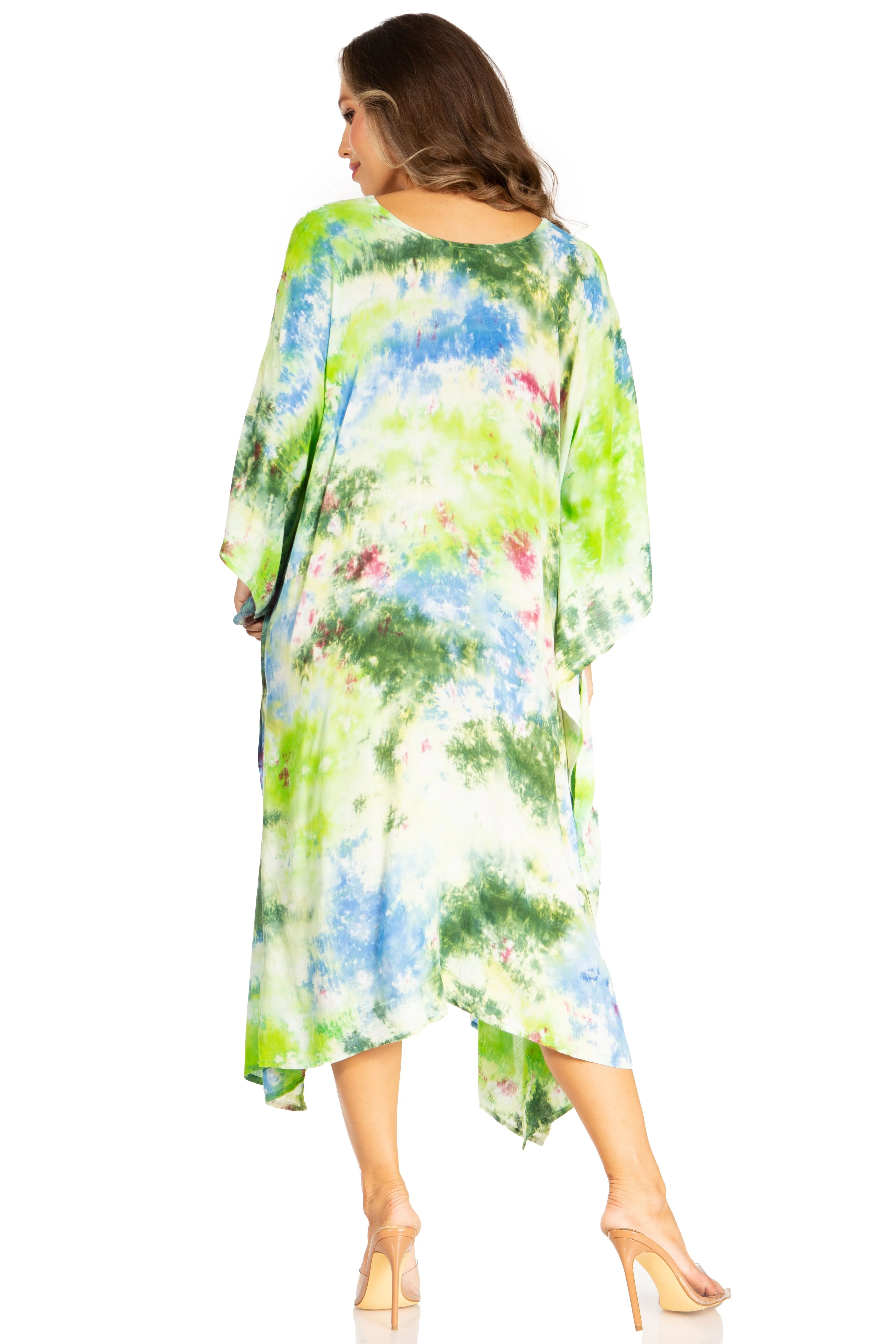 Sakkas Clementine Second Women's Tie Dye Caftan Dress/Cover Up Beach Kaftan Boho