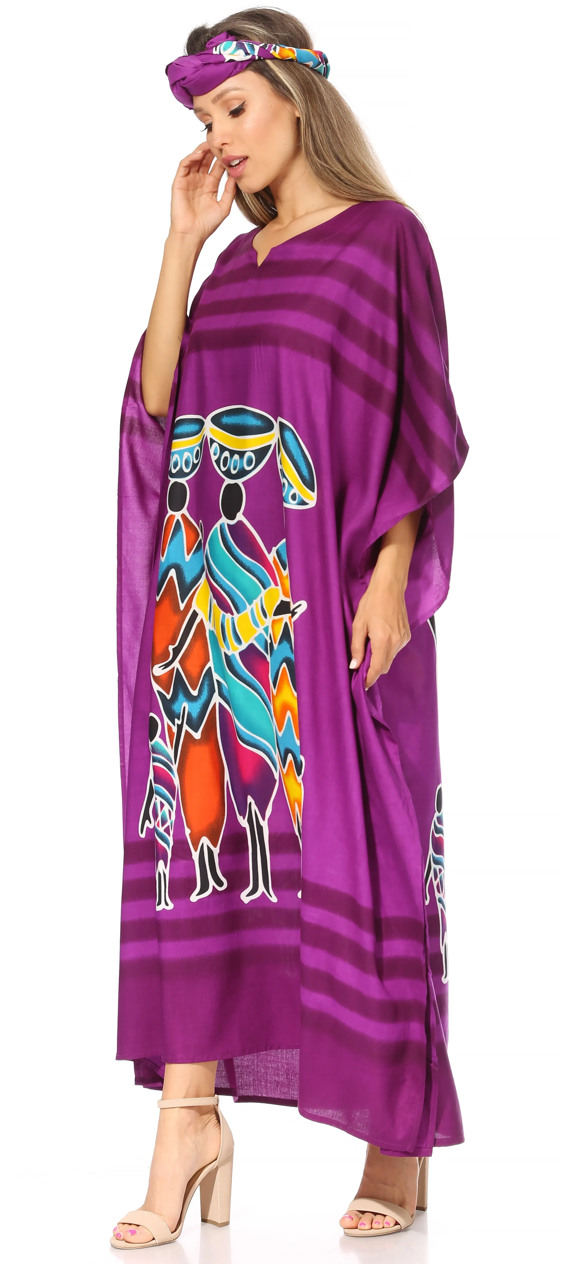 Sakkas Mera Women's Long Loose Short Sleeve Summer Casual Caftan Kaftan Dress