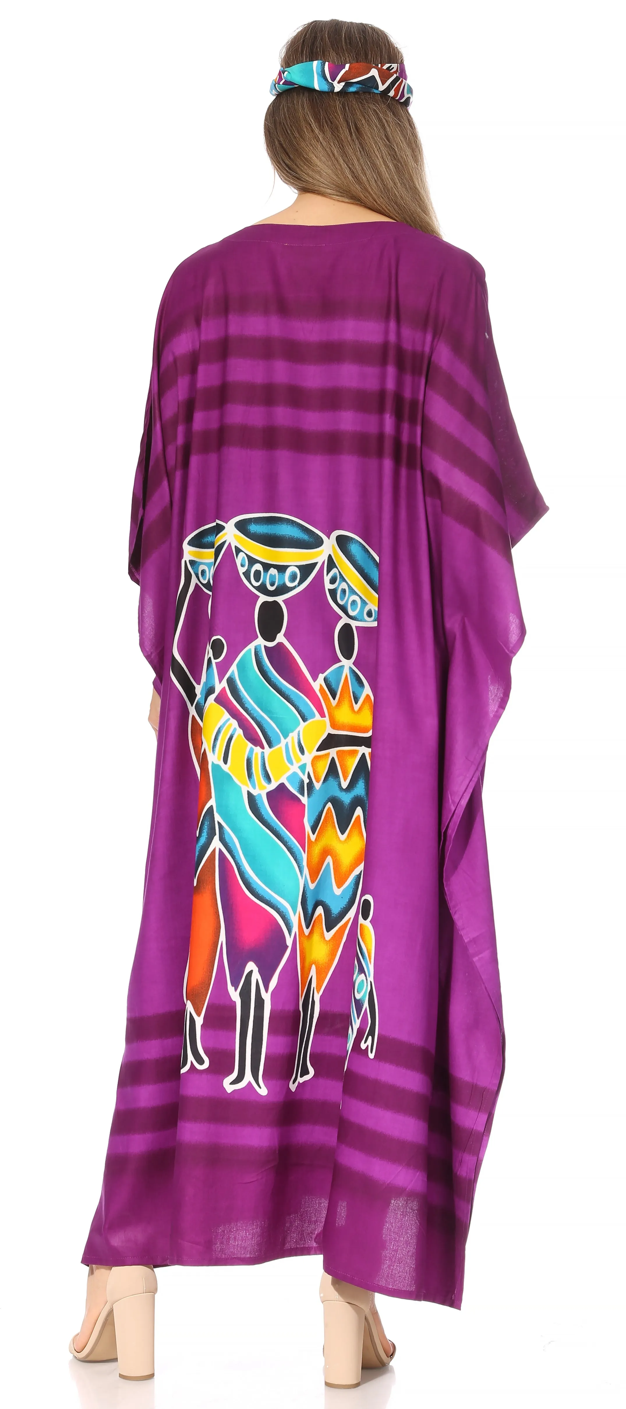 Sakkas Mera Women's Long Loose Short Sleeve Summer Casual Caftan Kaftan Dress