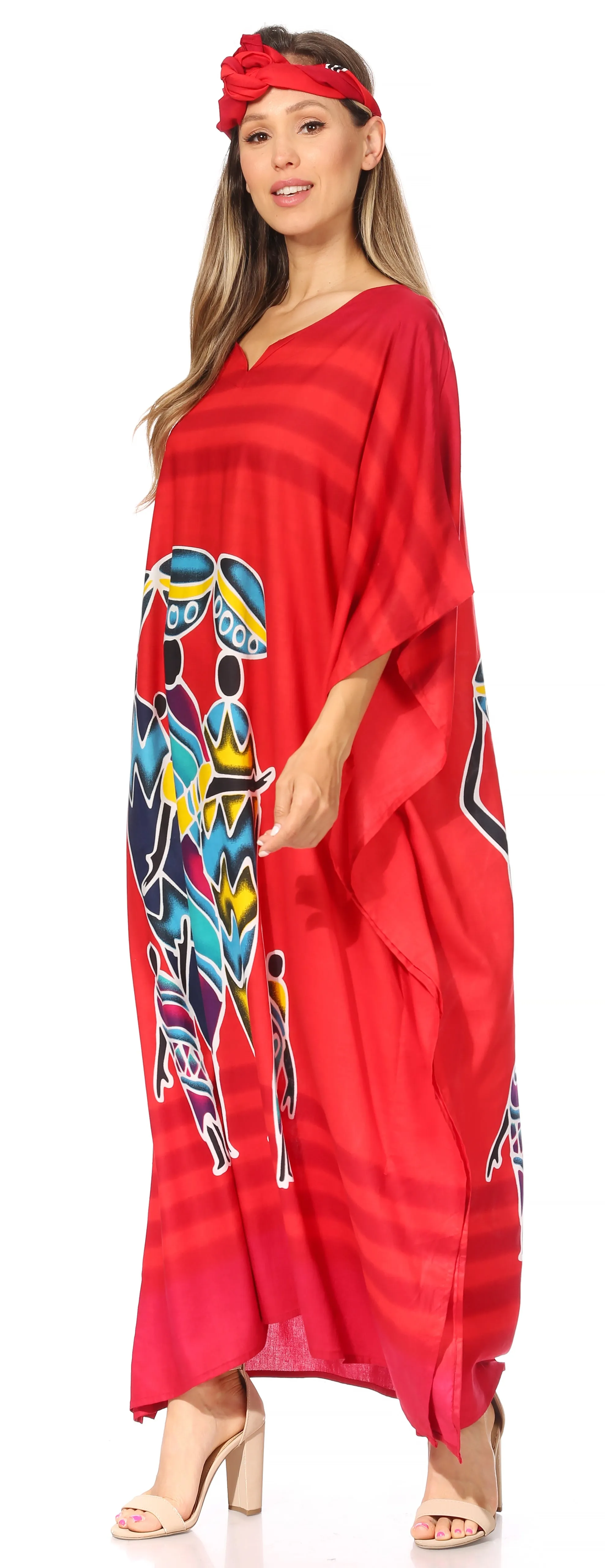 Sakkas Mera Women's Long Loose Short Sleeve Summer Casual Caftan Kaftan Dress