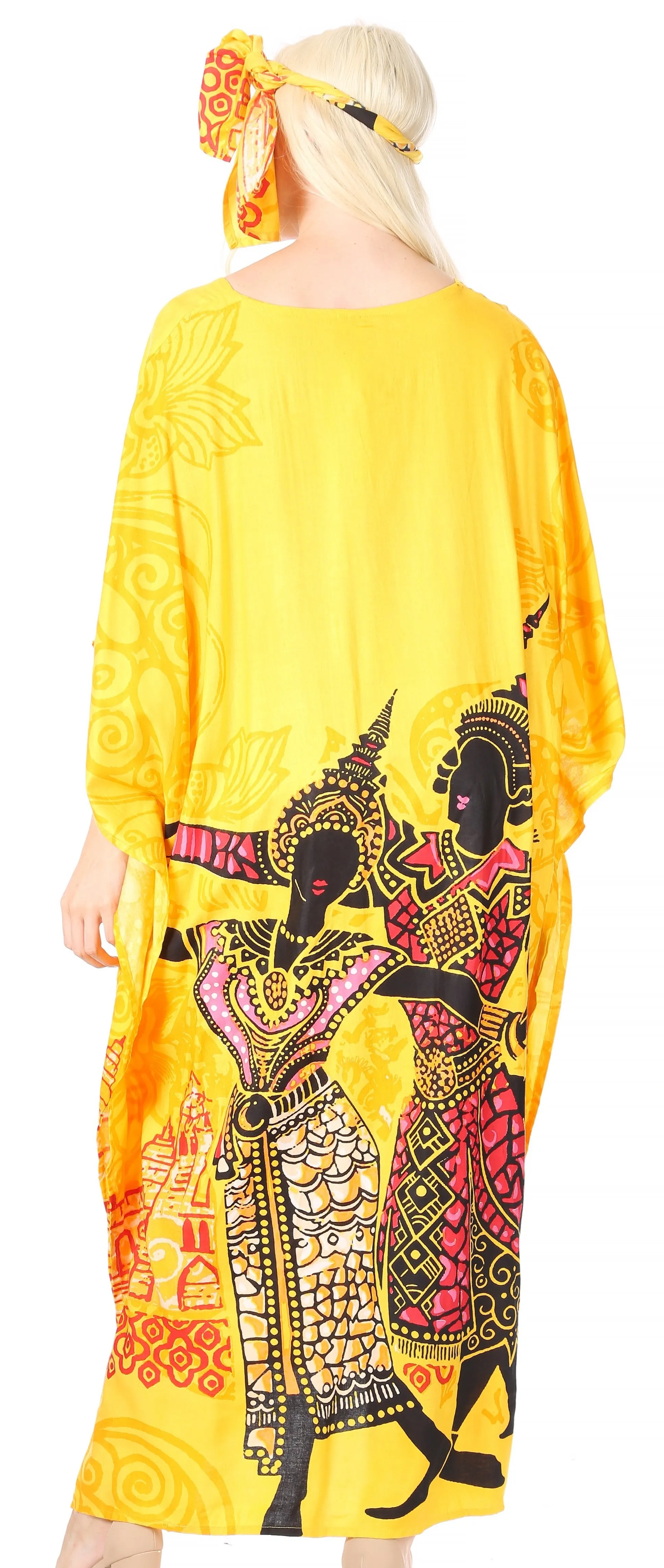 Sakkas Mera Women's Long Loose Short Sleeve Summer Casual Caftan Kaftan Dress