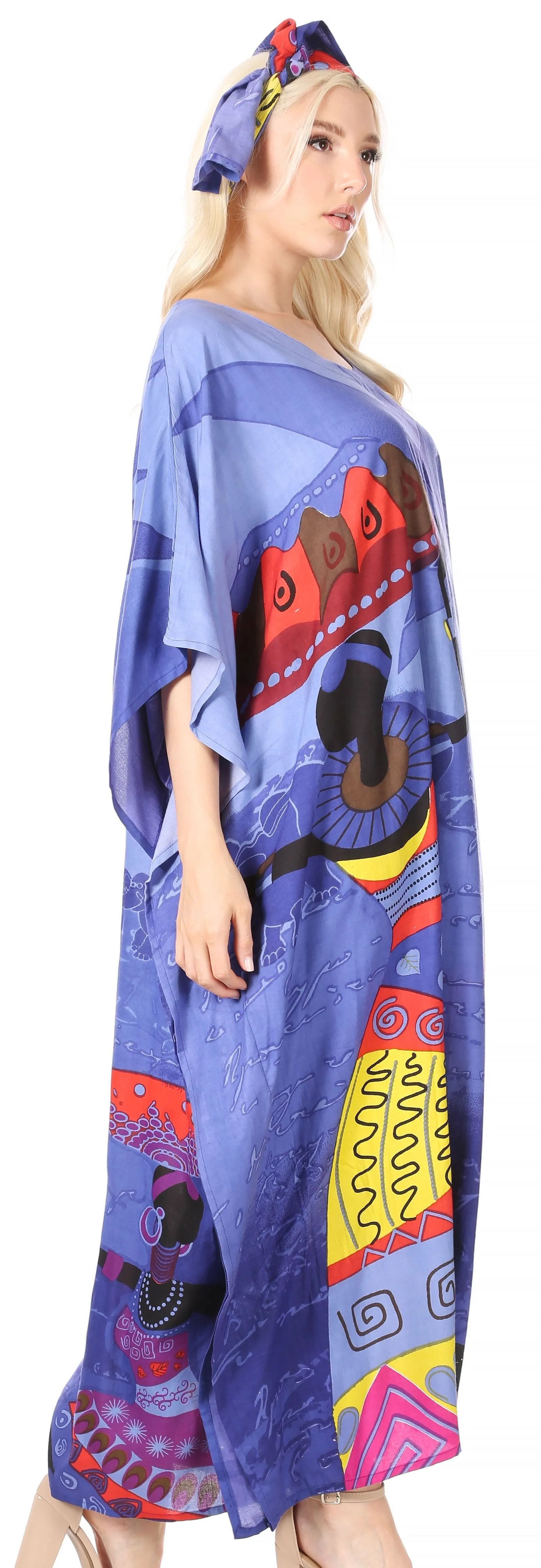 Sakkas Mera Women's Long Loose Short Sleeve Summer Casual Caftan Kaftan Dress