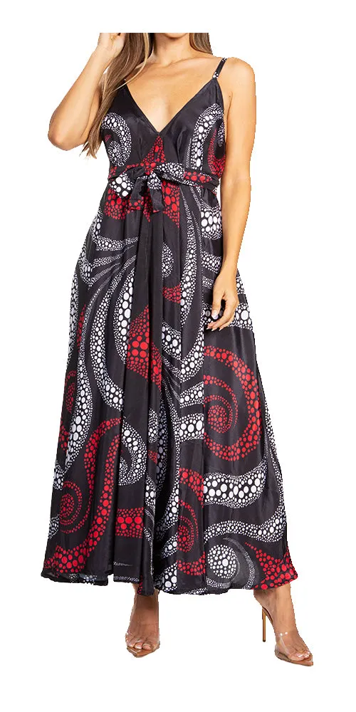 Sakkas Niza Women's Maxi Summer Casual Sleeveless Floral V neck Loose Long Dress