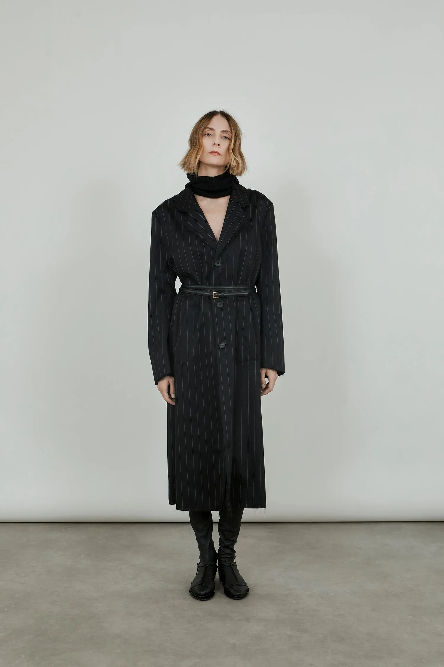 Sanday coat | Pinstriped - Virgin wool & silk blend