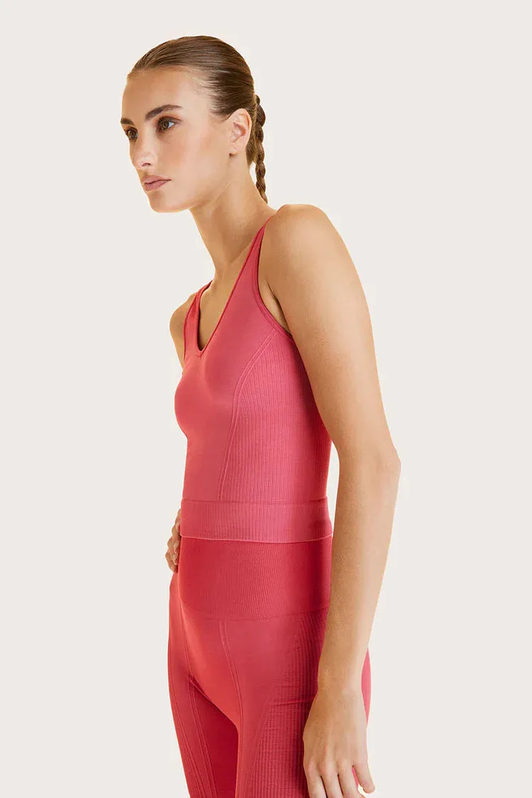 Seamless Crop tank Hibiscus