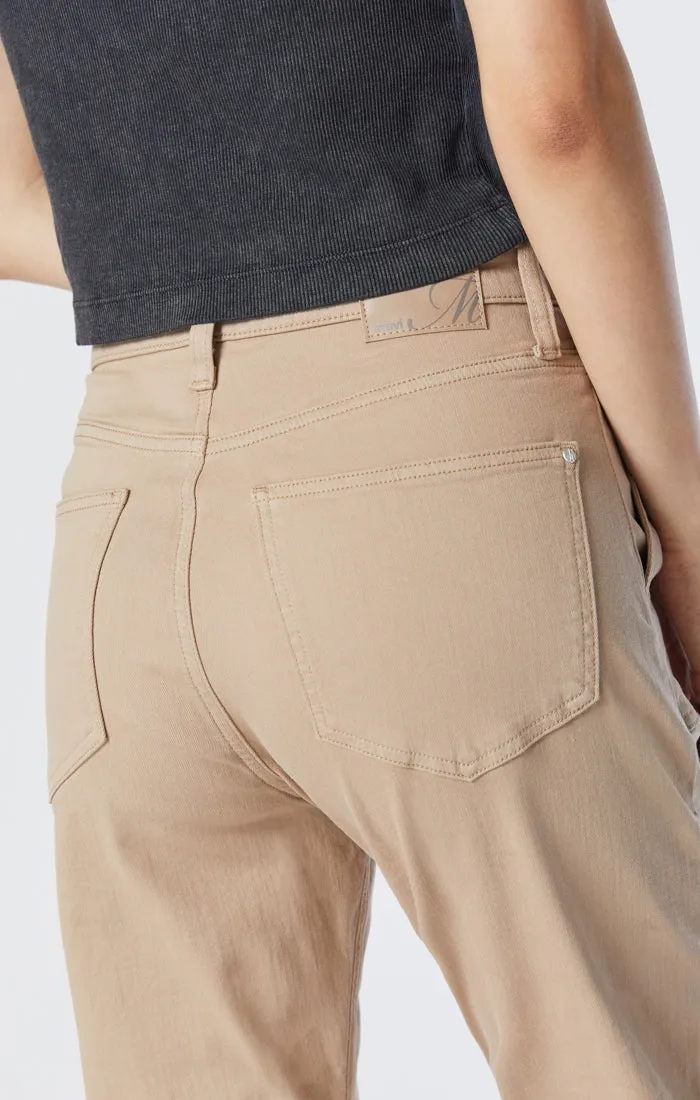 SHELIA FRONT POCKET STRAIGHT PANTS IN SILVER MINK TWILL