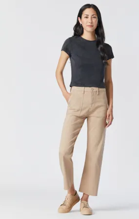 SHELIA FRONT POCKET STRAIGHT PANTS IN SILVER MINK TWILL