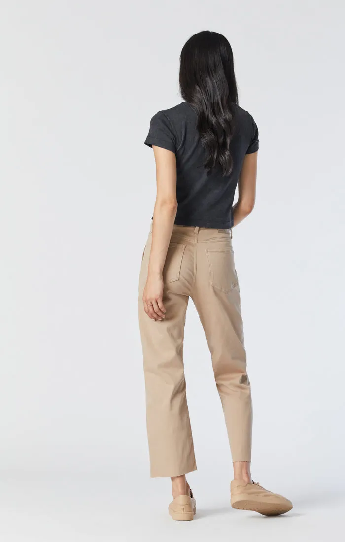 SHELIA FRONT POCKET STRAIGHT PANTS IN SILVER MINK TWILL