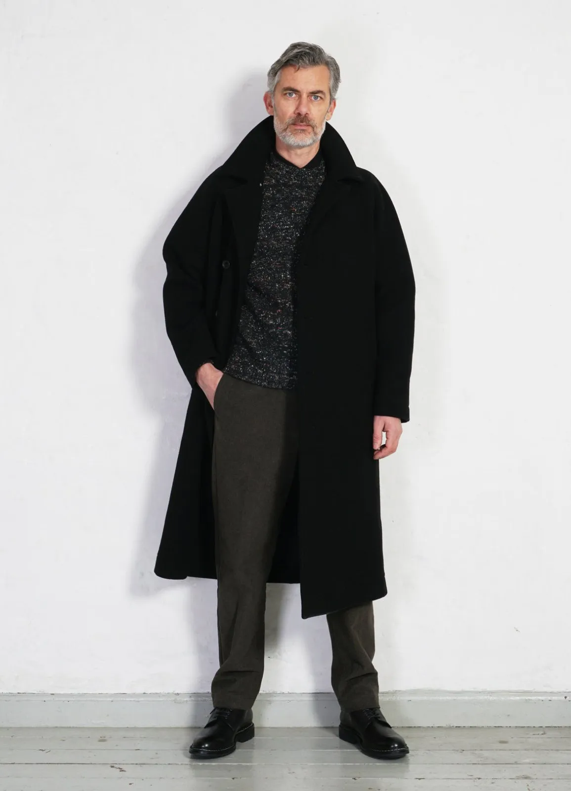 SIGFRED | Long Double Face Wool Coat | Black