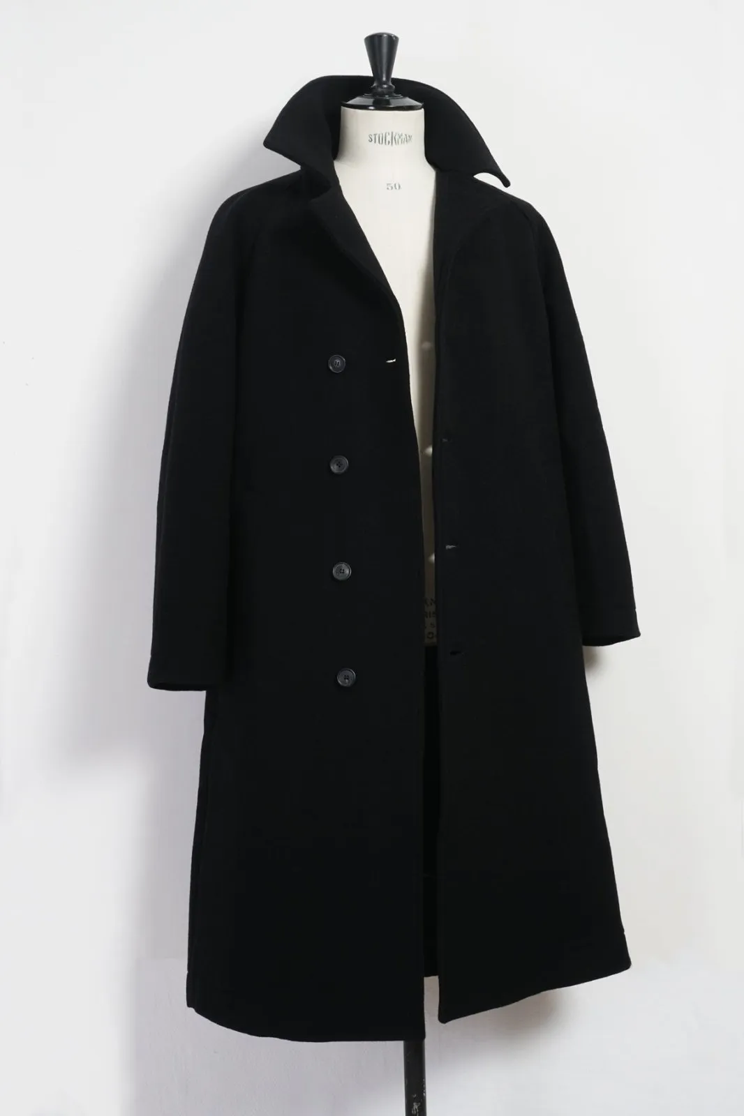 SIGFRED | Long Double Face Wool Coat | Black