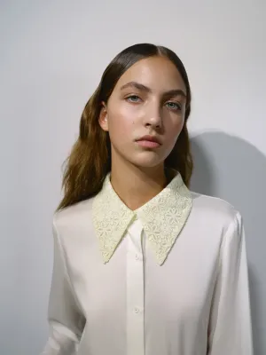 Silk blouse with lace