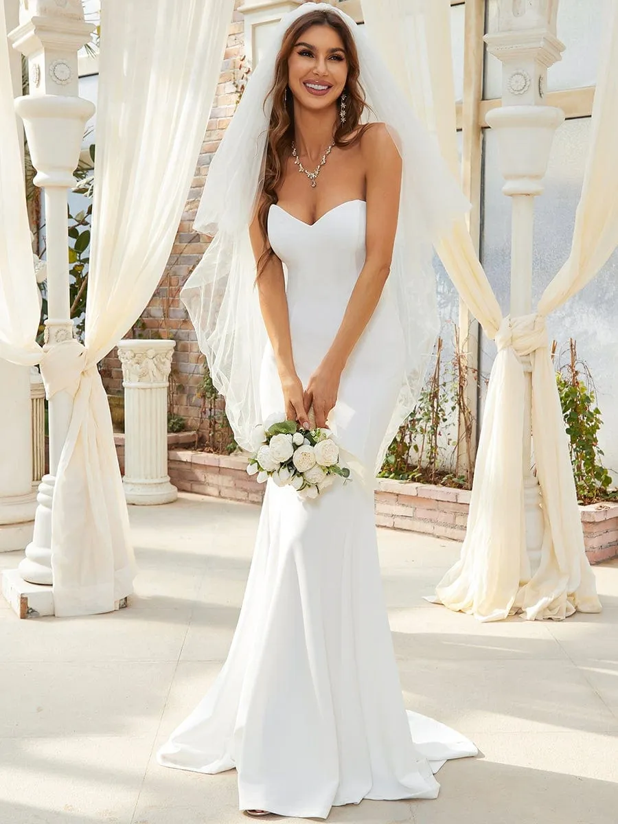 Simple Strapless Mermaid Eloping Dress for Wedding