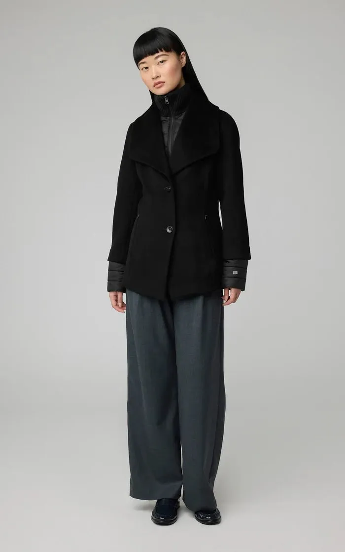 SOIA&KYO FRIEDA - Slim-Fit Mixed Media Wool Coat With Removable Bib