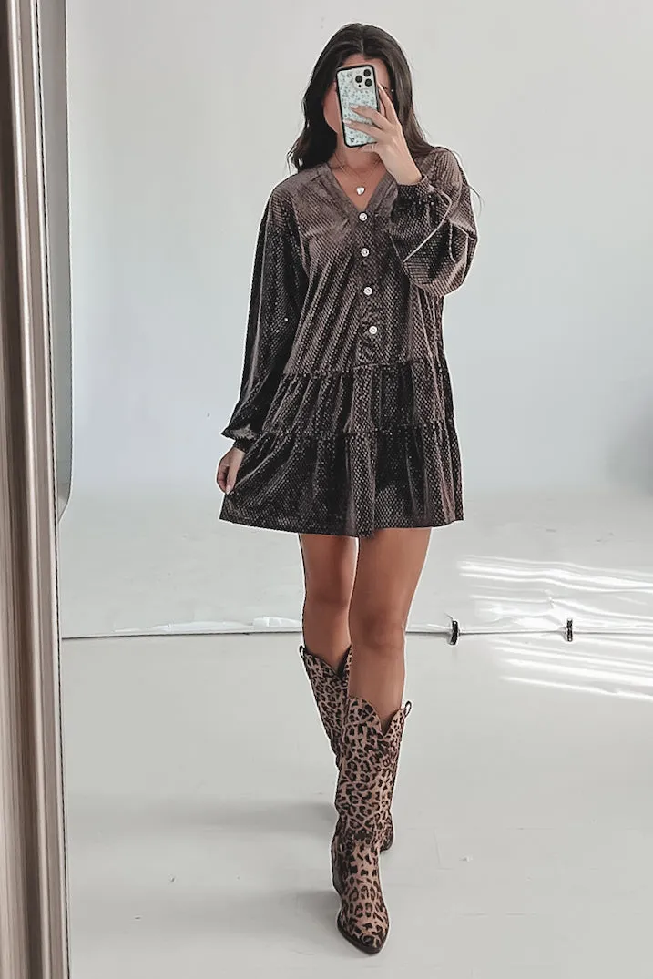 Sparkle On My Side Velvet Babydoll Dress