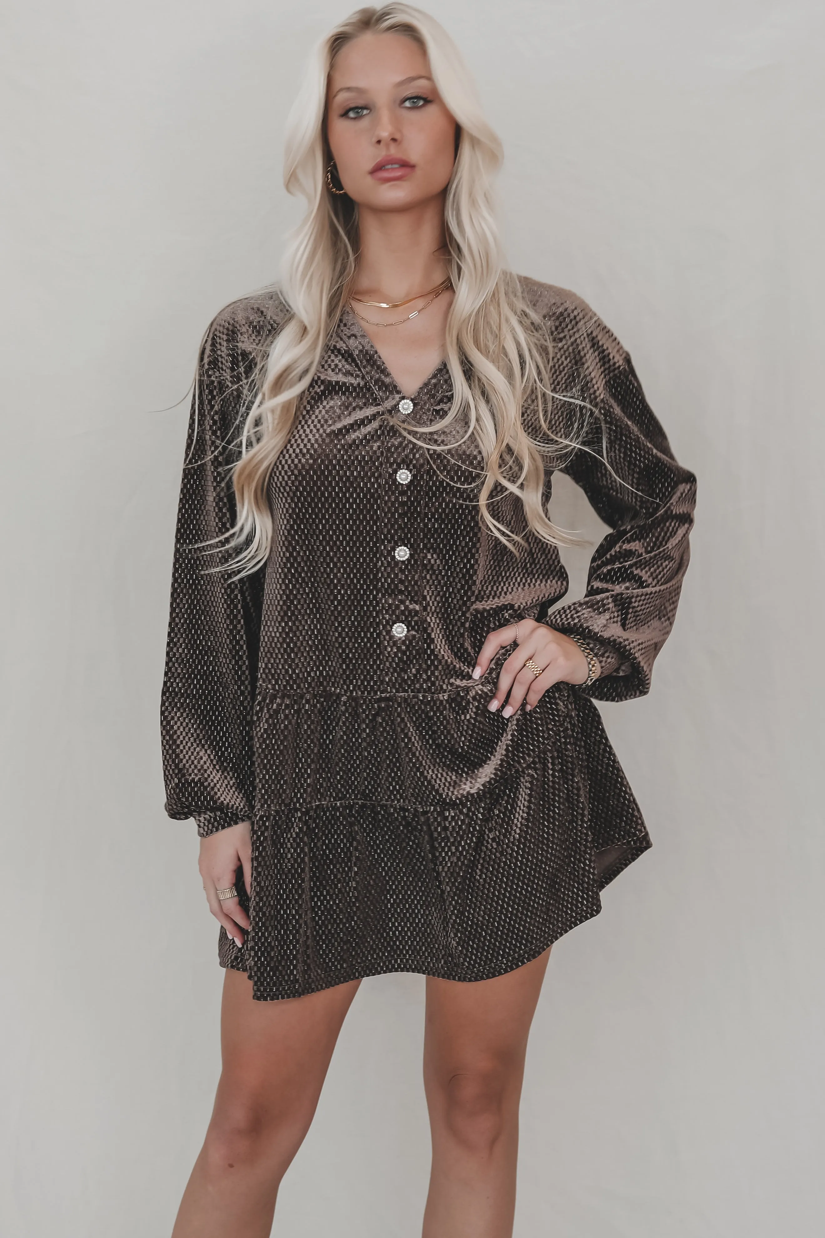 Sparkle On My Side Velvet Babydoll Dress