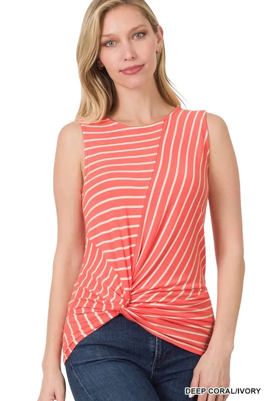 Striped Knot Sleeveless Top