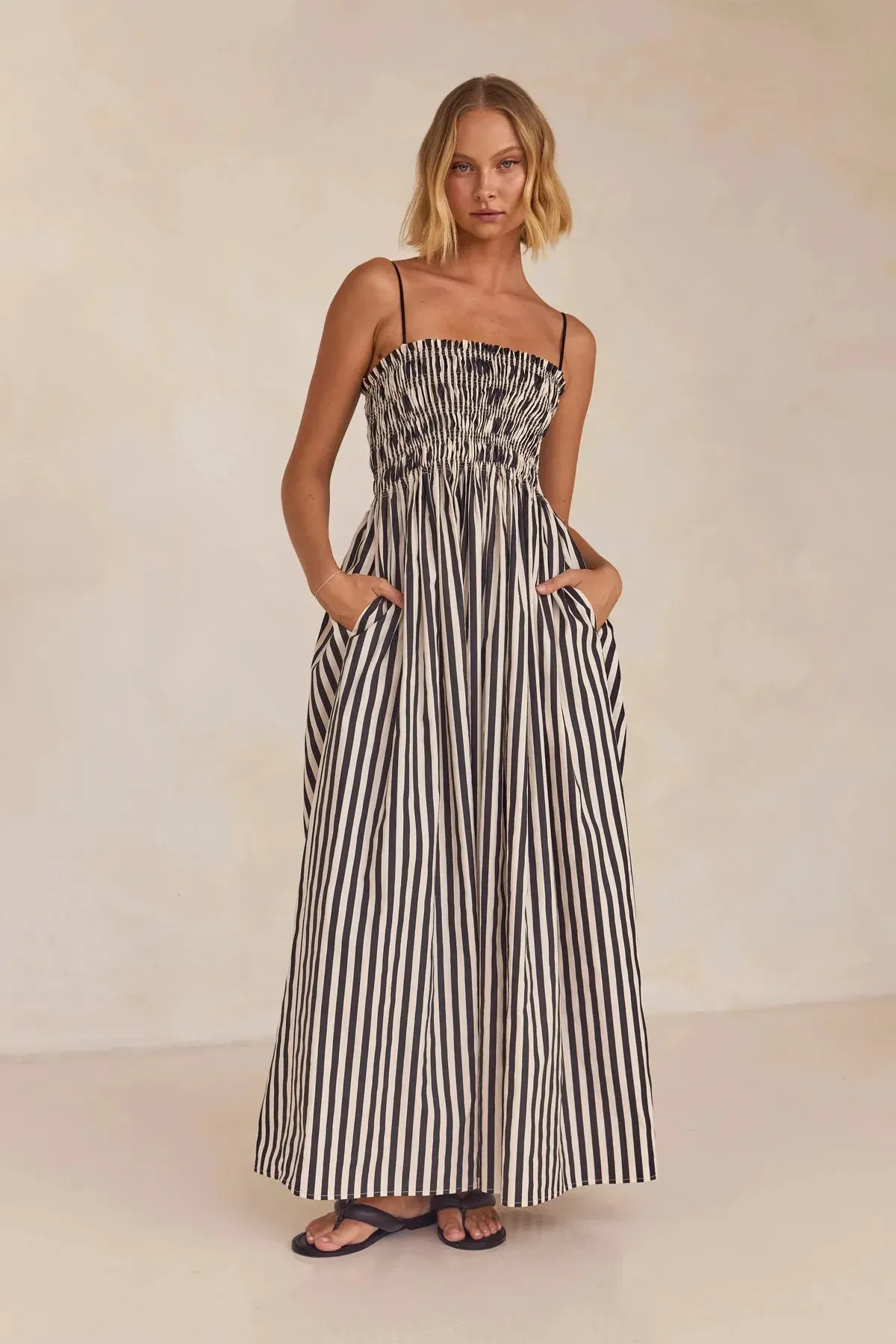 Summer 2024 Beach Holiday Striped Printed Maxi Dress for Women