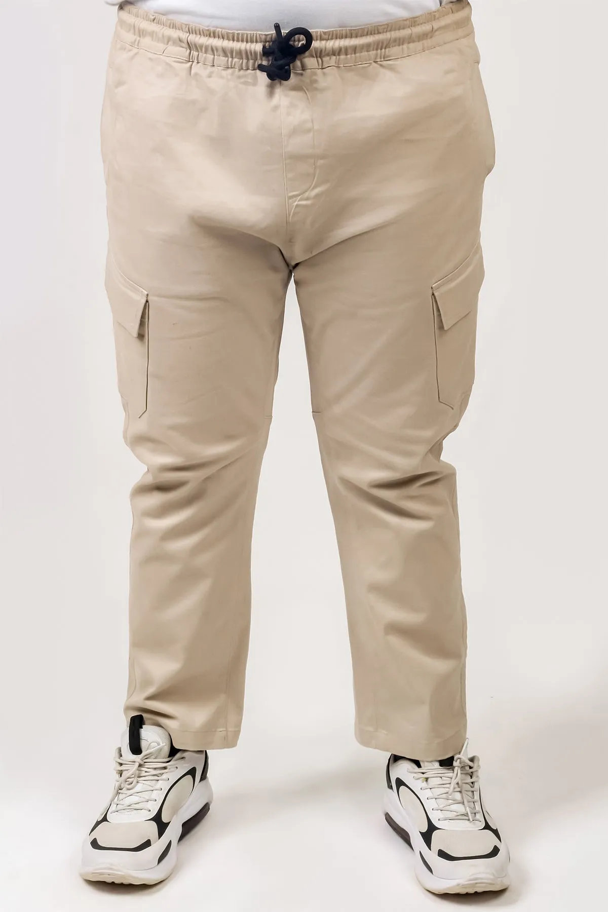 Taupe Chino Pants with Drawstring Closure and Pockets (Plus Size) - S24 - MC0022P