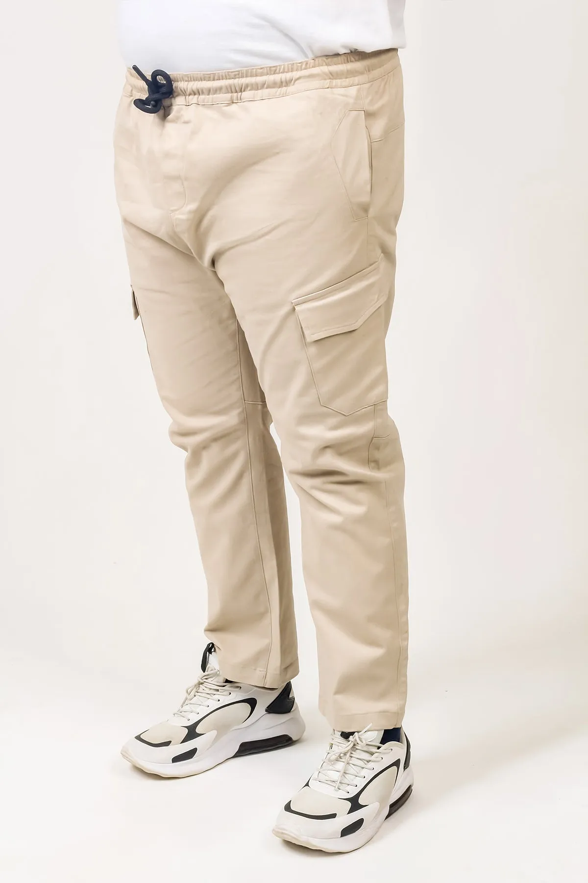 Taupe Chino Pants with Drawstring Closure and Pockets (Plus Size) - S24 - MC0022P