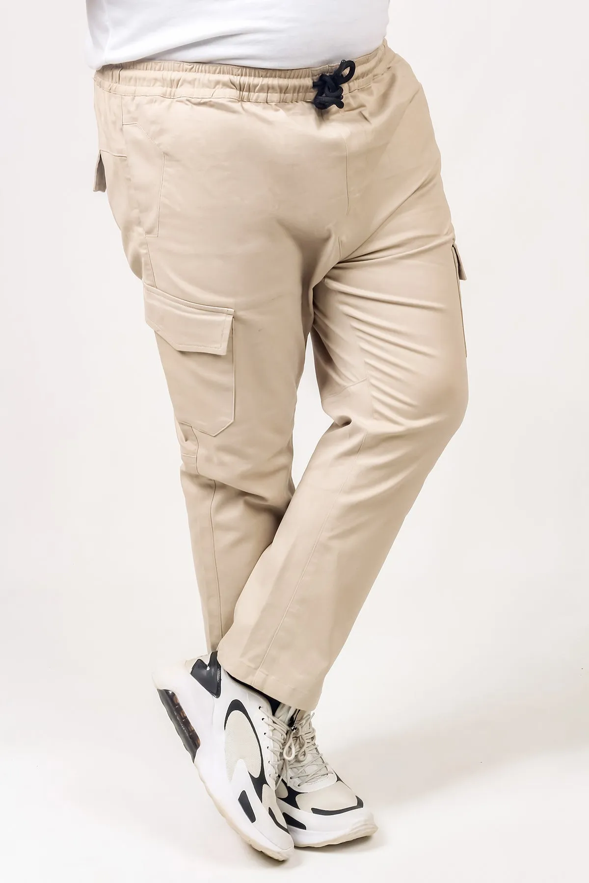 Taupe Chino Pants with Drawstring Closure and Pockets (Plus Size) - S24 - MC0022P