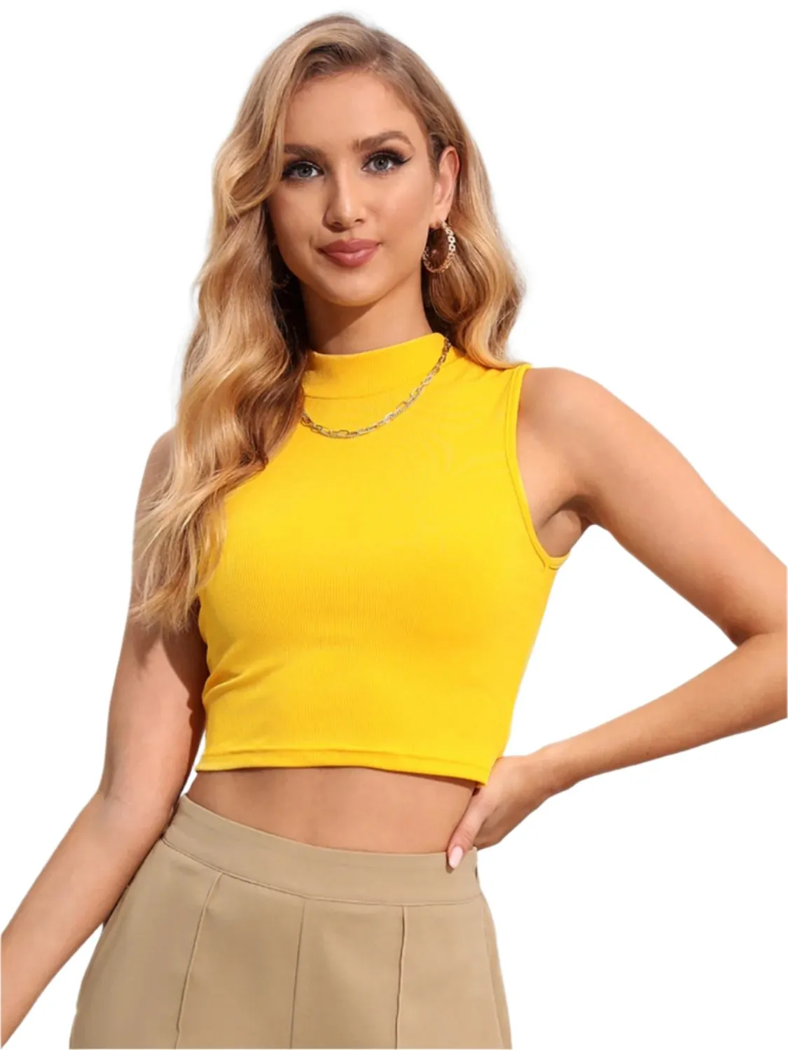 TEEK - Mock Neck Cropped Tank