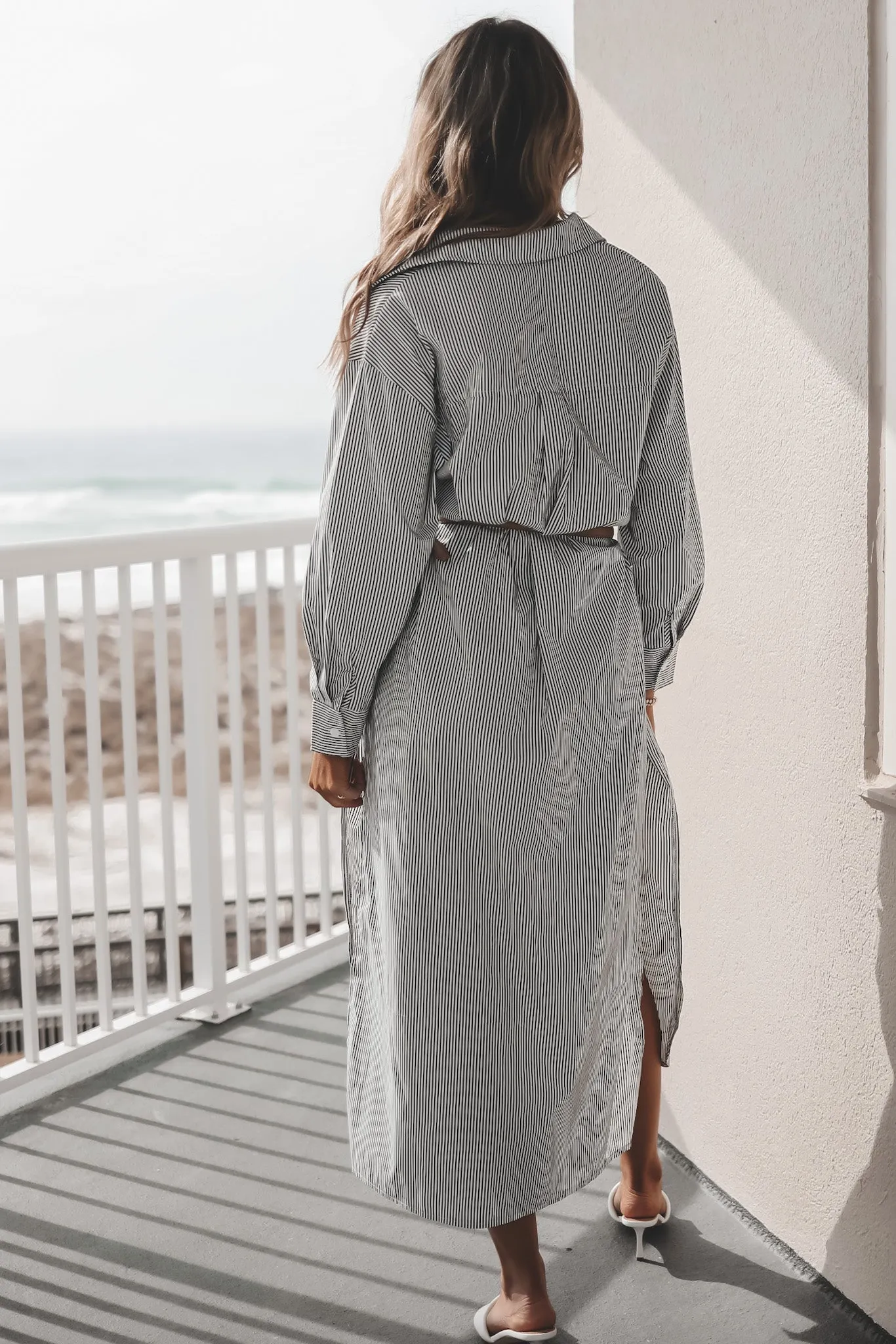 The Hamptons Called Striped Button Down Dress