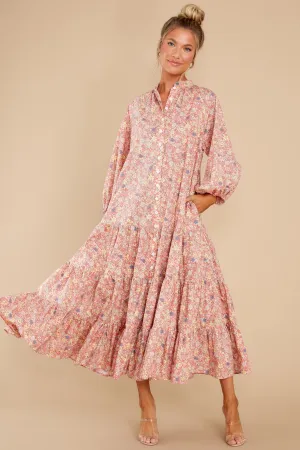 The Heart Speaks Pink Floral Print Maxi Dress