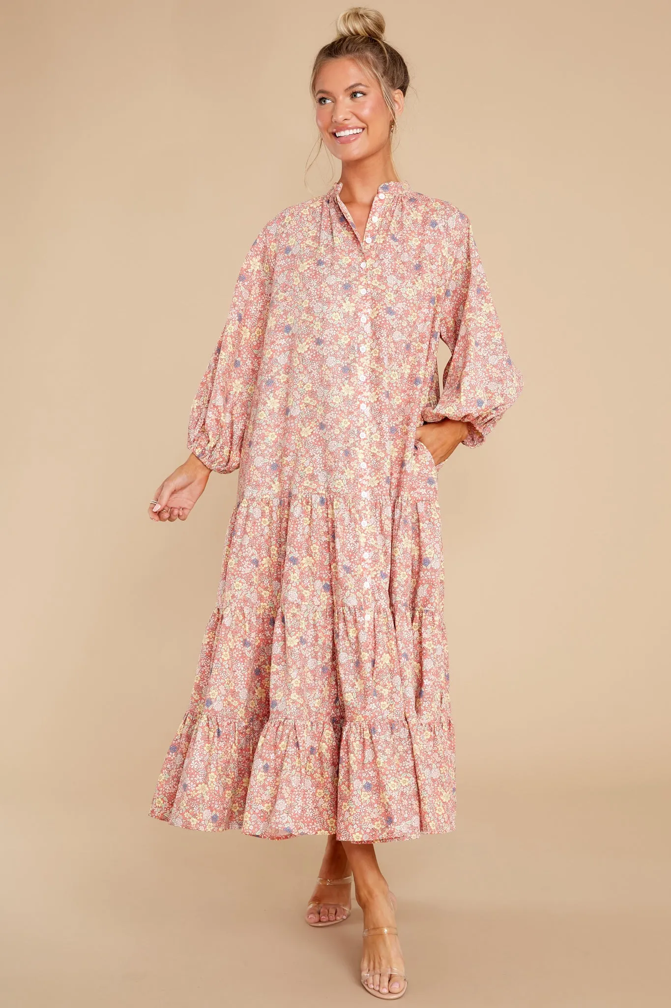 The Heart Speaks Pink Floral Print Maxi Dress