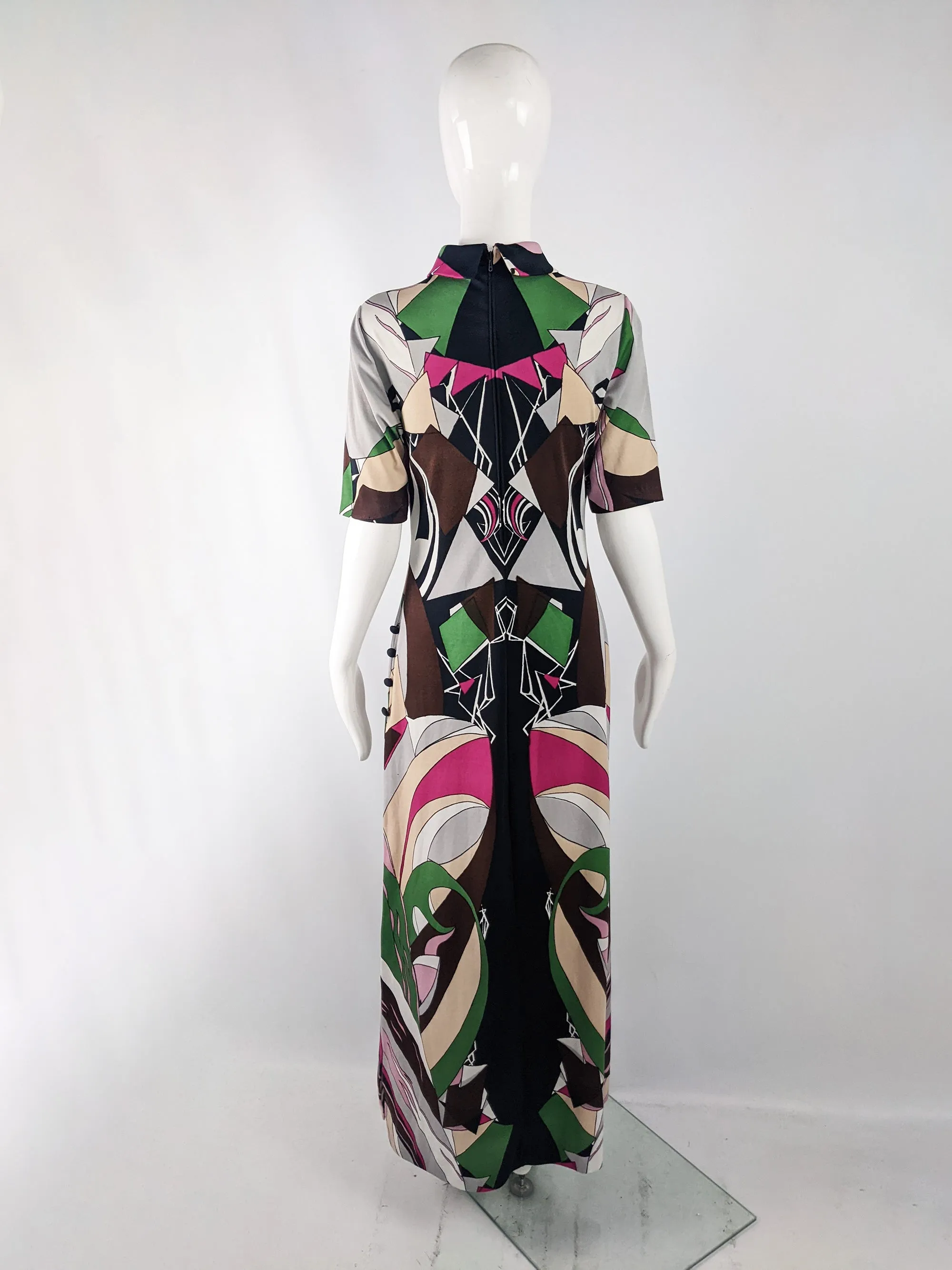 Travona Vintage Italian Colourful Print Maxi Dress, 1970s