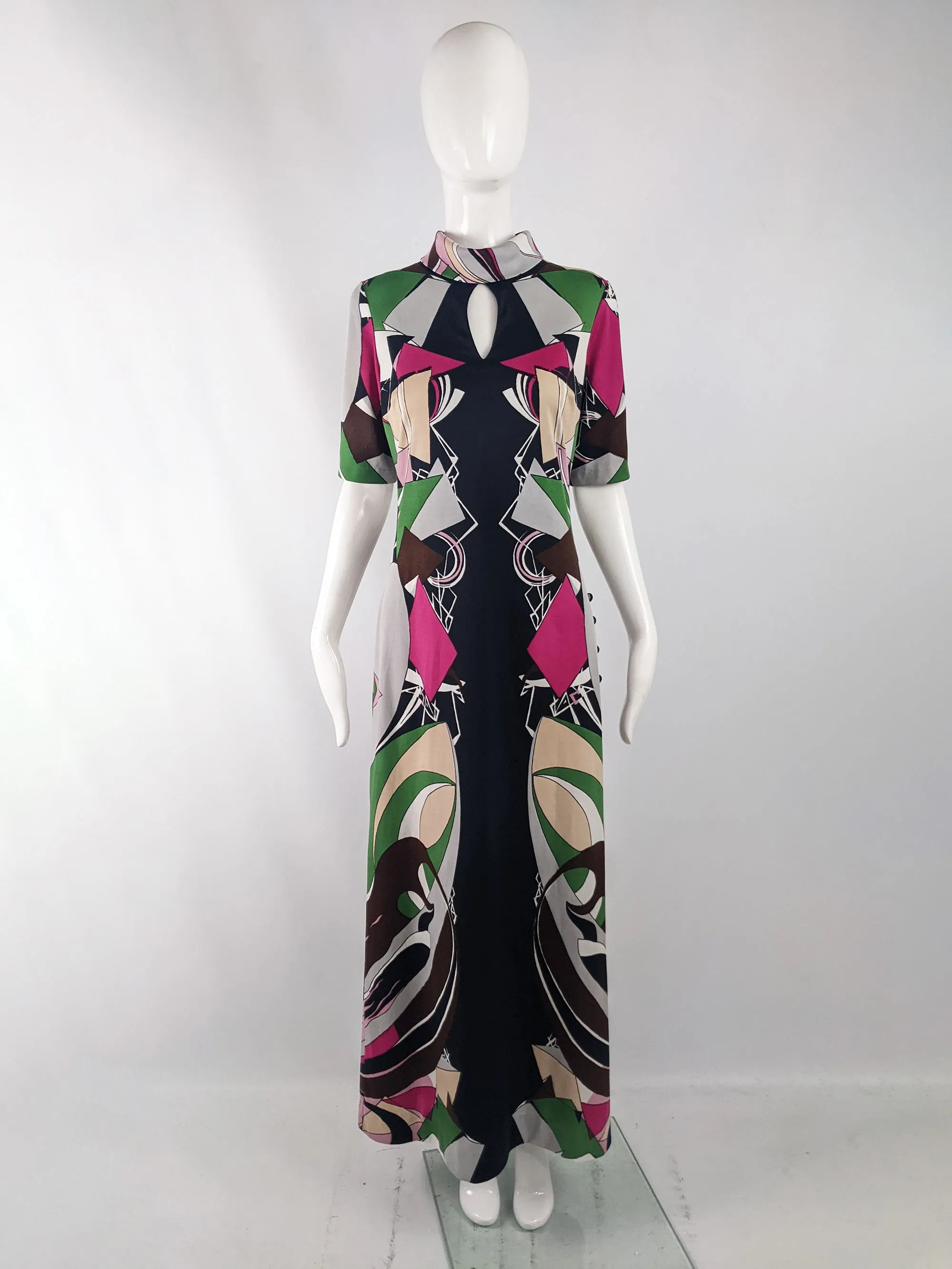 Travona Vintage Italian Colourful Print Maxi Dress, 1970s