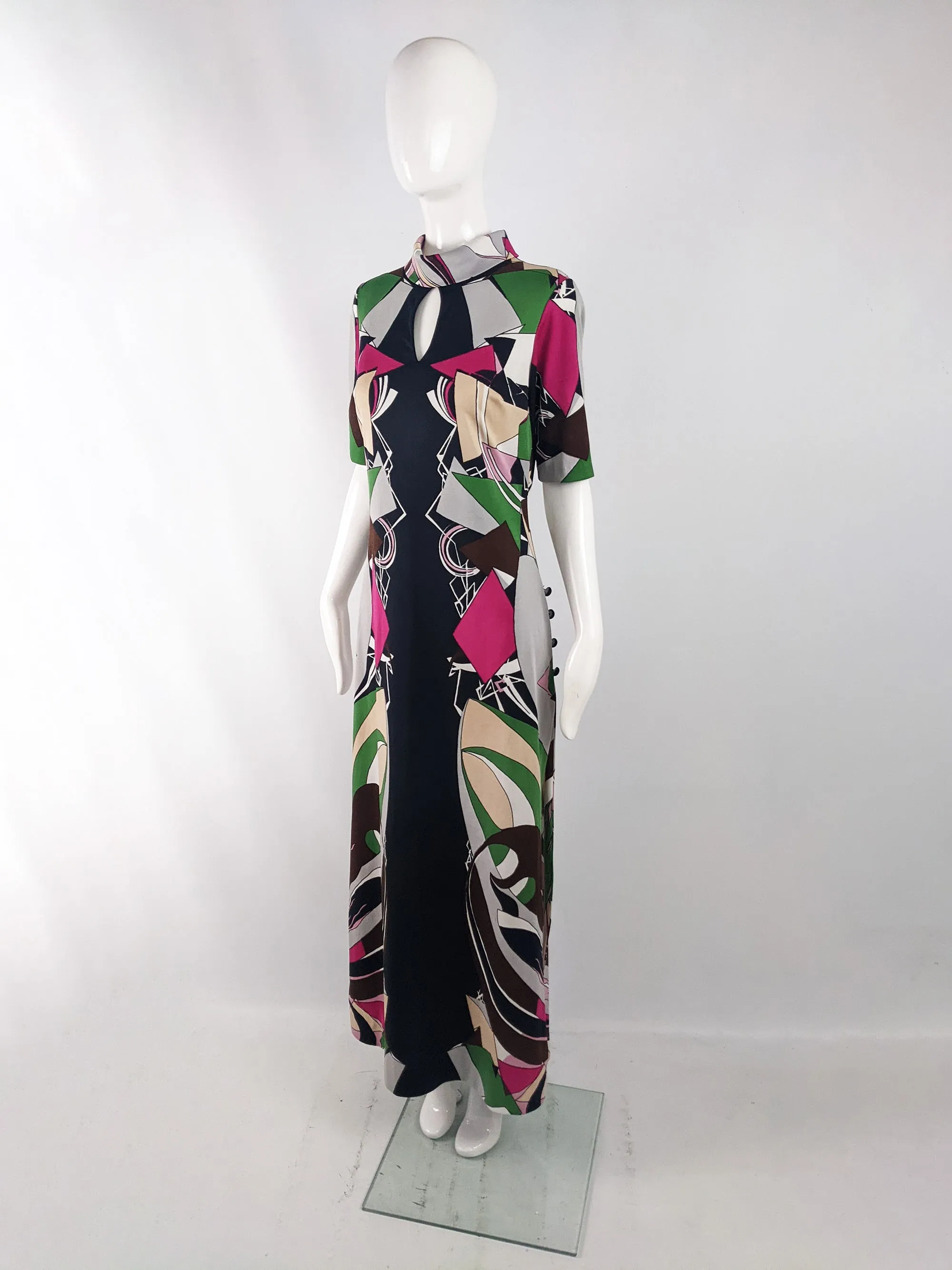 Travona Vintage Italian Colourful Print Maxi Dress, 1970s