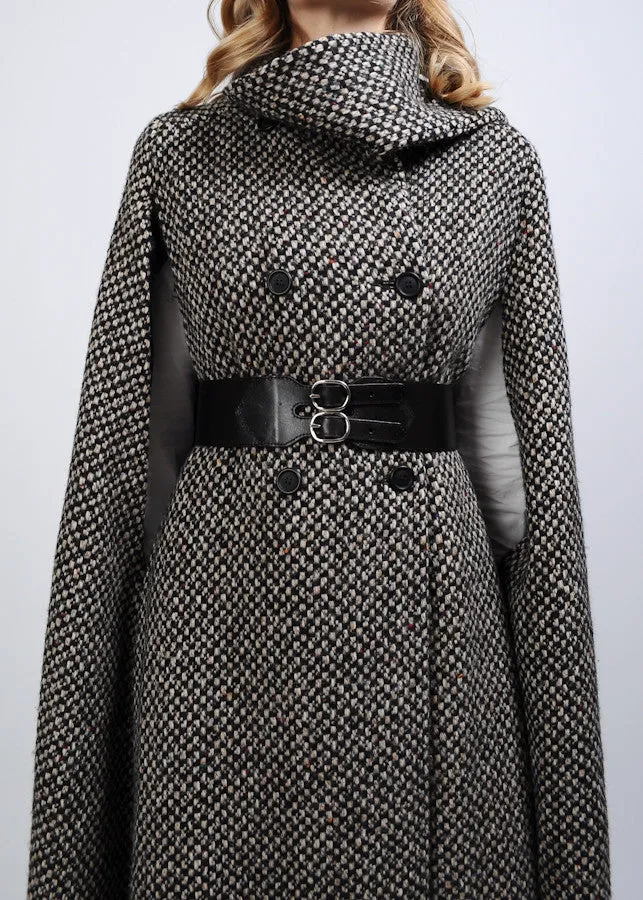 Tweed Wool Scarf Cape