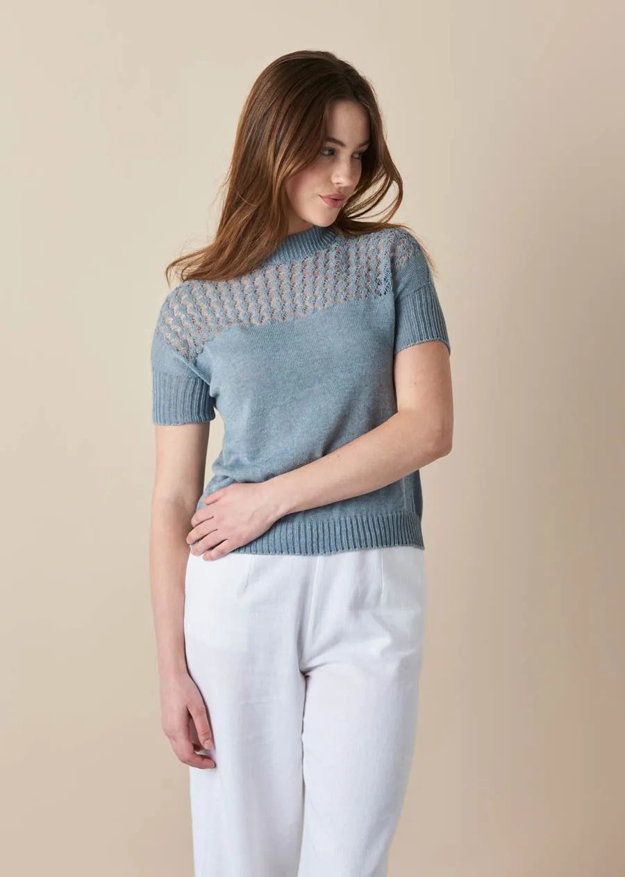 Uimi Ruby Crochet Top Chambray