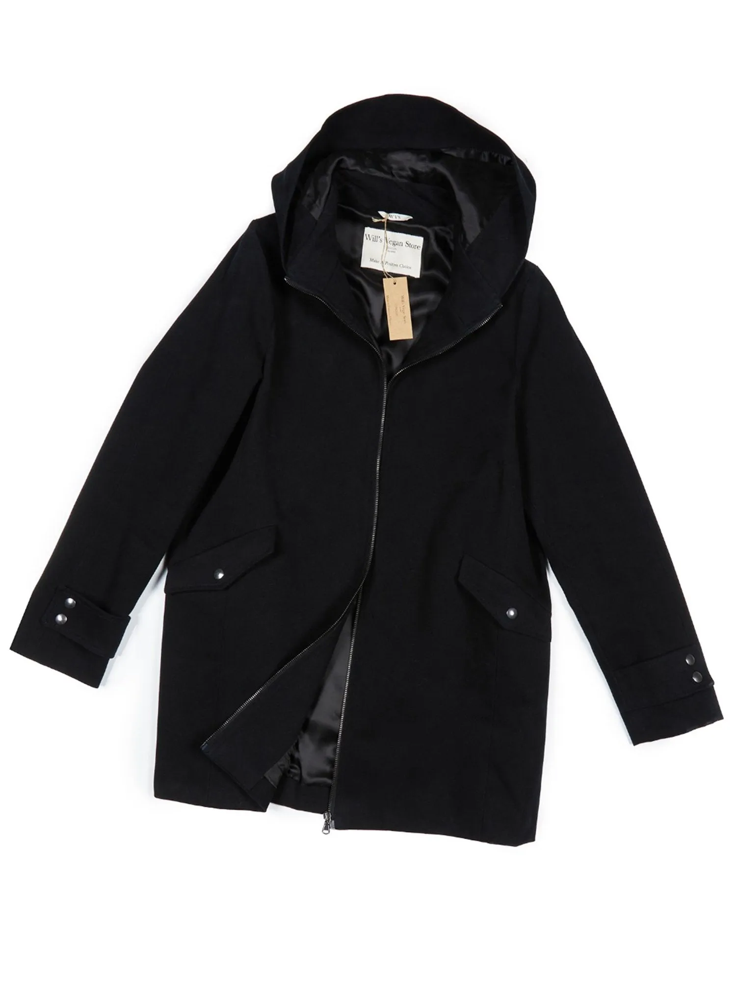 Vegan Wool Hooded Coat