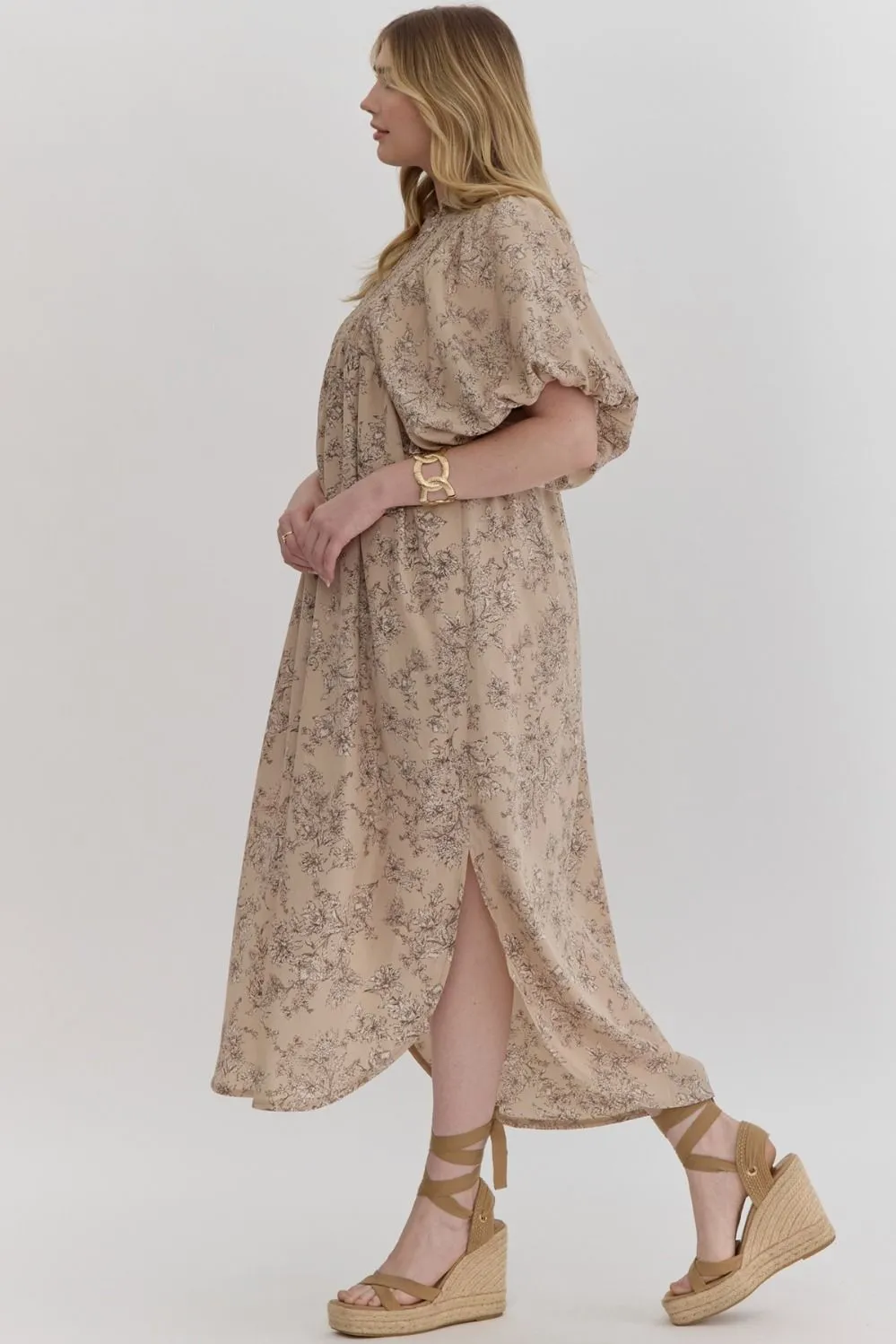 Versailles Floral Maxi Dress - Mocha *Curvy*