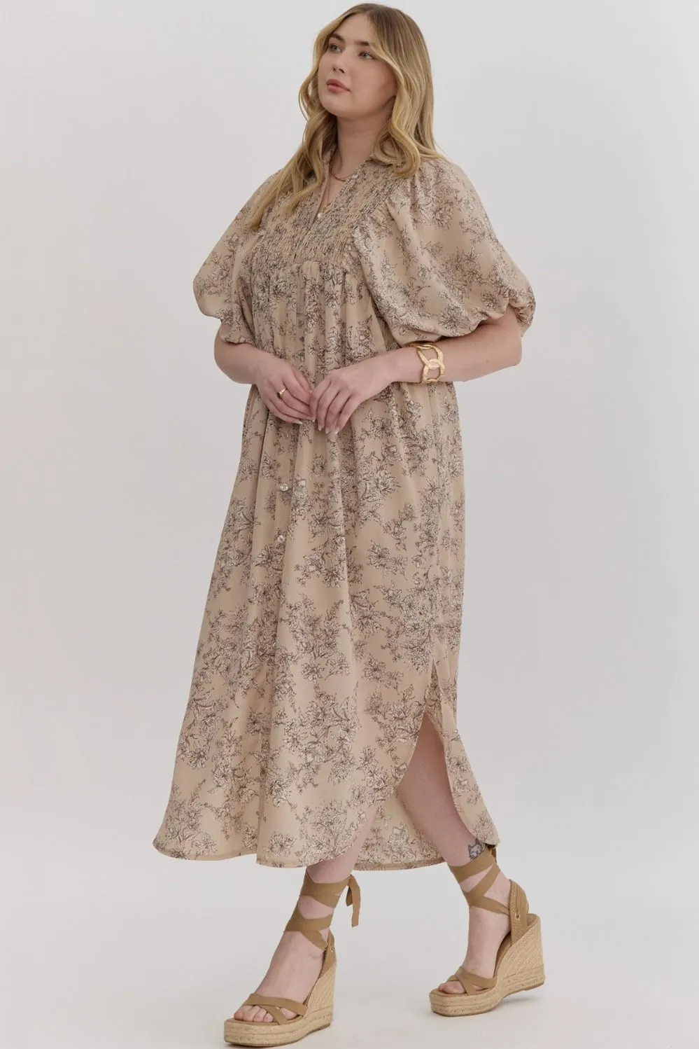 Versailles Floral Maxi Dress - Mocha *Curvy*